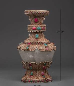 Elegant Crystal Copper Flower Vase  | Home Decor & Altar Display