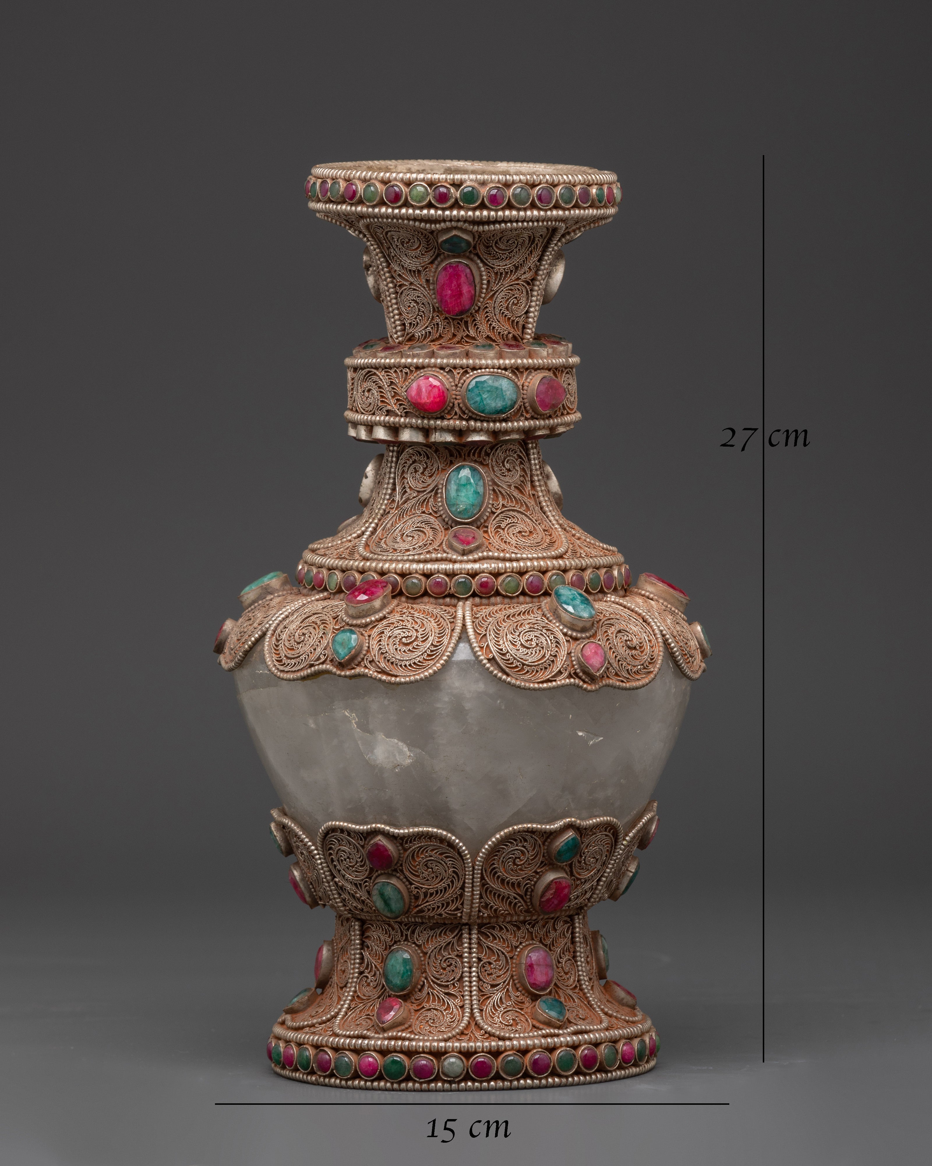 Elegant Crystal Copper Flower Vase  | Home Decor & Altar Display