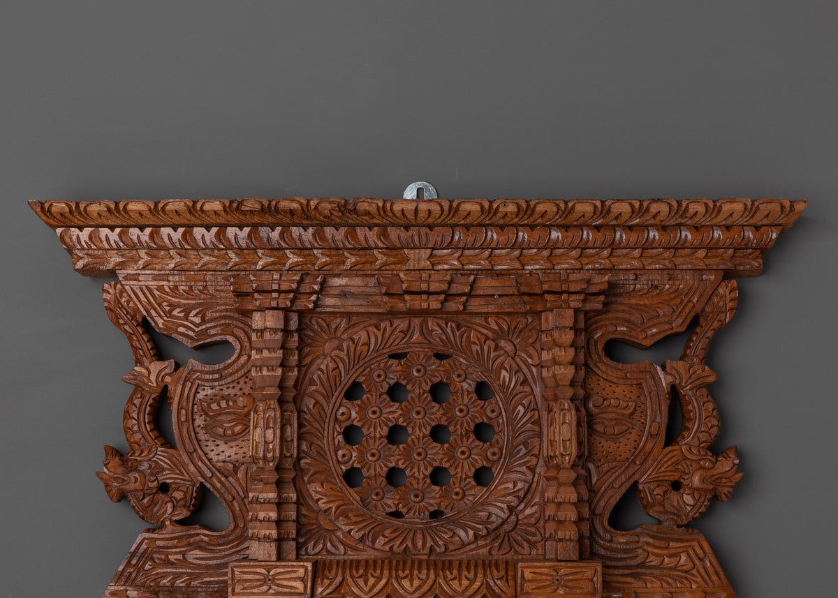 Hand-Carved Newari Wooden Window | Traditional Nepalese Wall Hanging