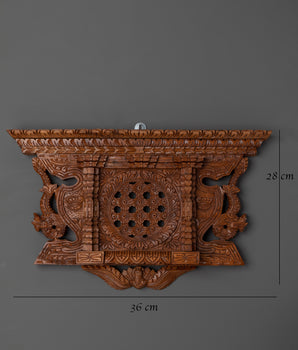 Hand-Carved Newari Wooden Window | Traditional Nepalese Wall Hanging