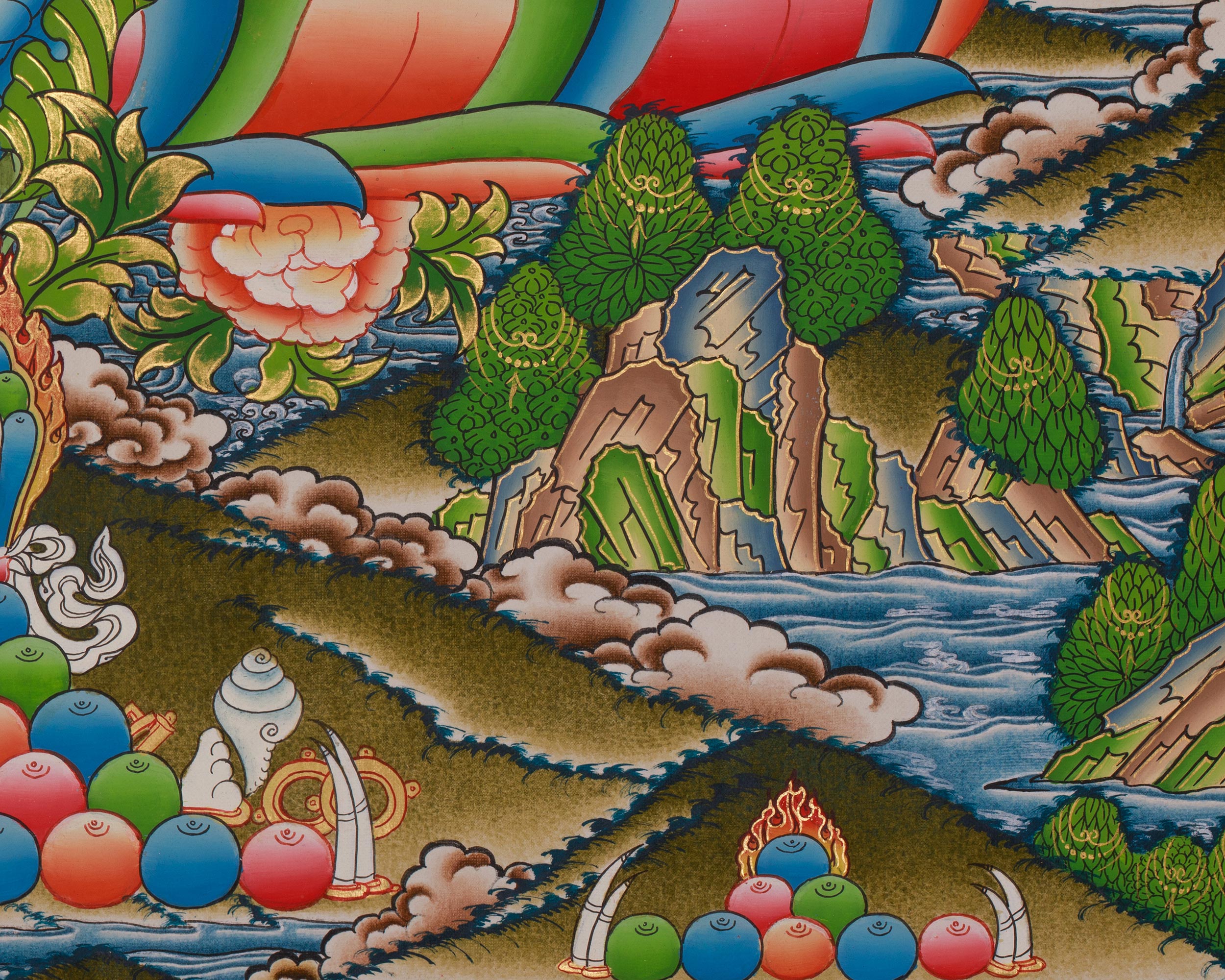 Dzambhala Buddhist Deity Thangka | Guardian of Prosperity