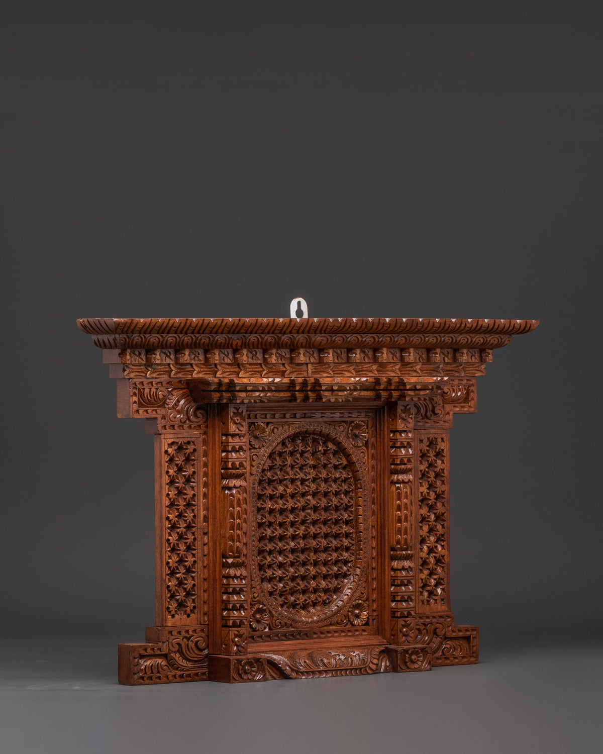 Kathmandu Temple Decor | Traditional Hand-Carved Wooden Window