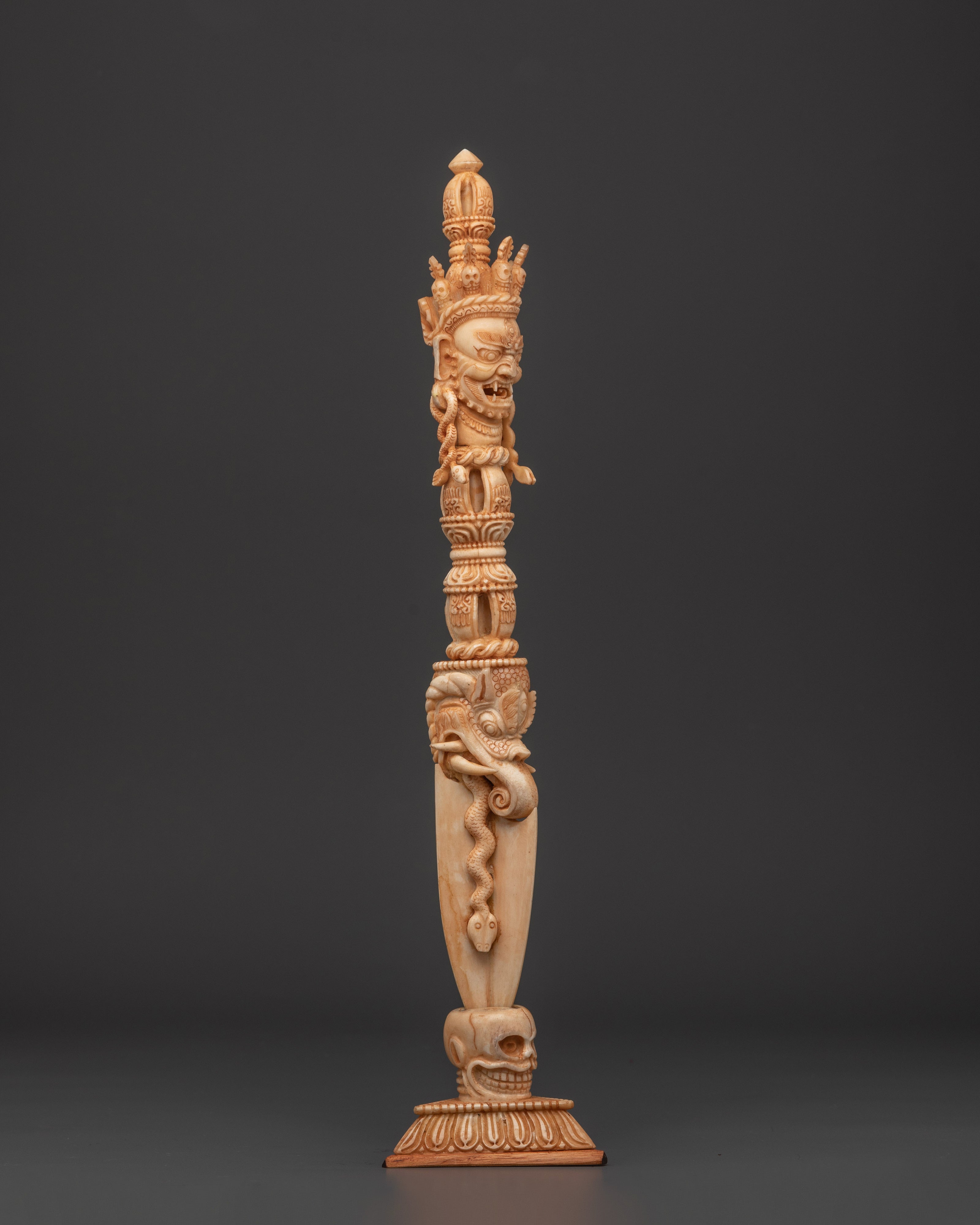 Shamanic Phurba Ritual Dagger | Handcrafted Buffalo Bone Tool