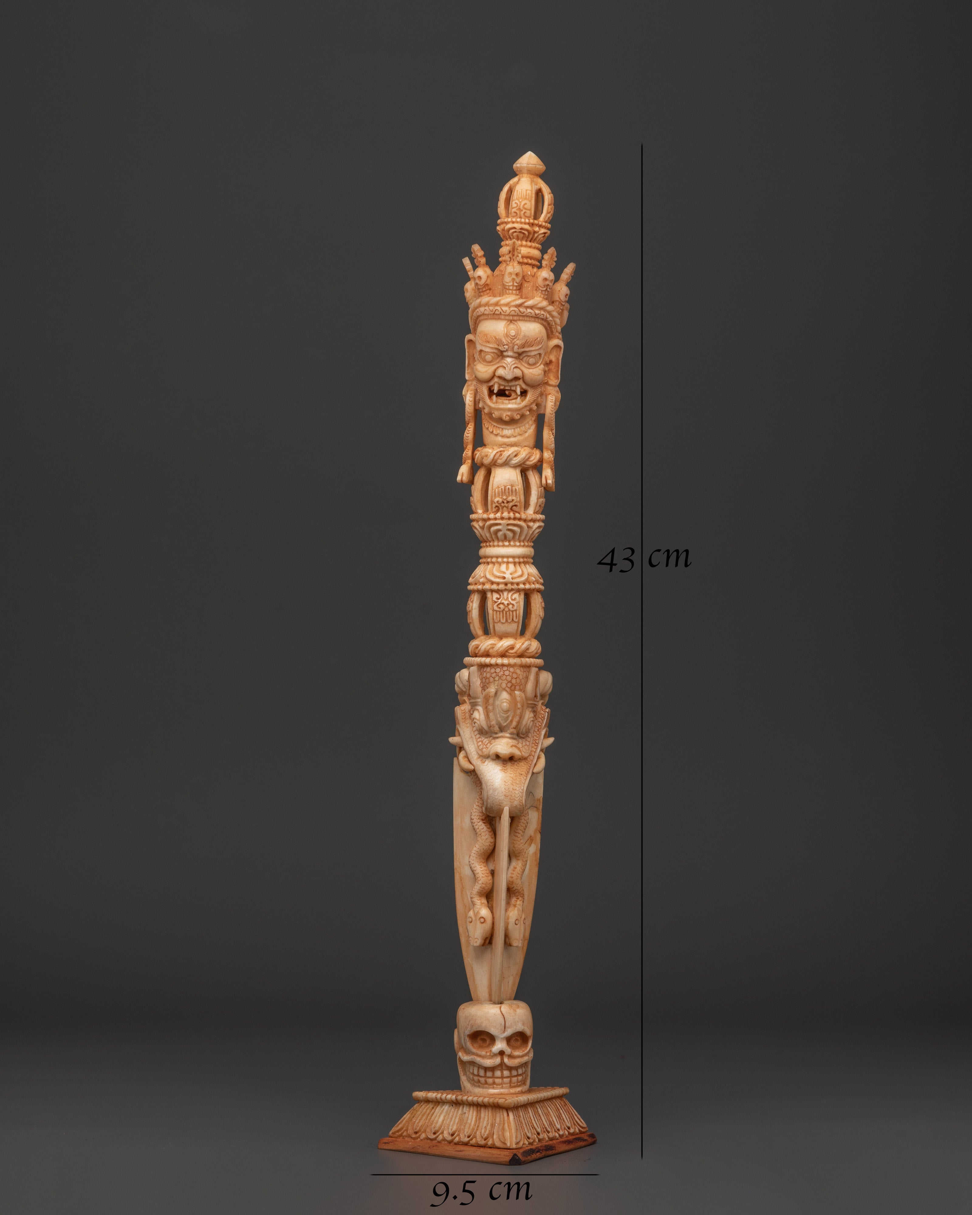 Shamanic Phurba Ritual Dagger | Handcrafted Buffalo Bone Tool