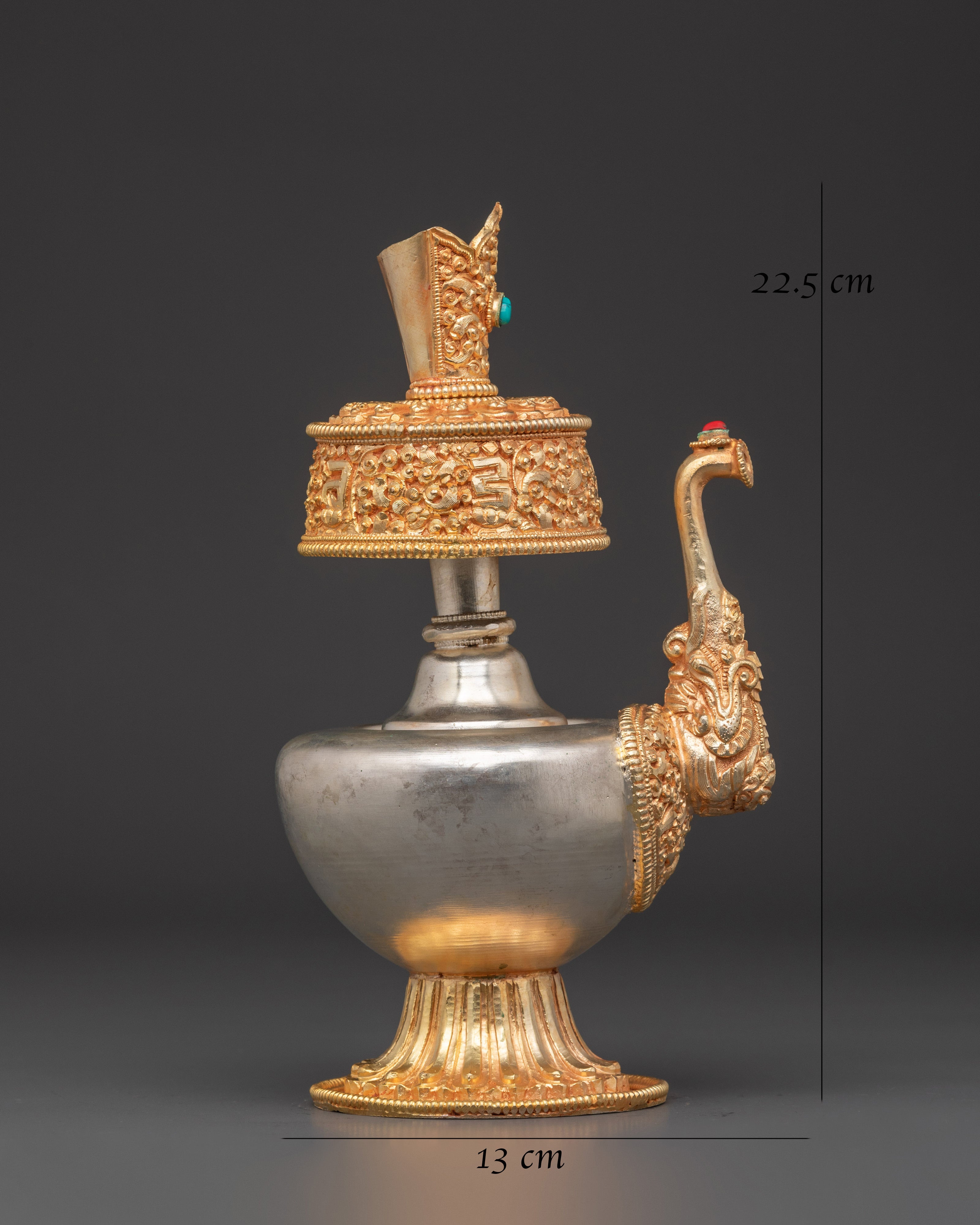 Handmade Traditional Bhumba Vase | Copper Ritual Vase with Gold Silver Plating