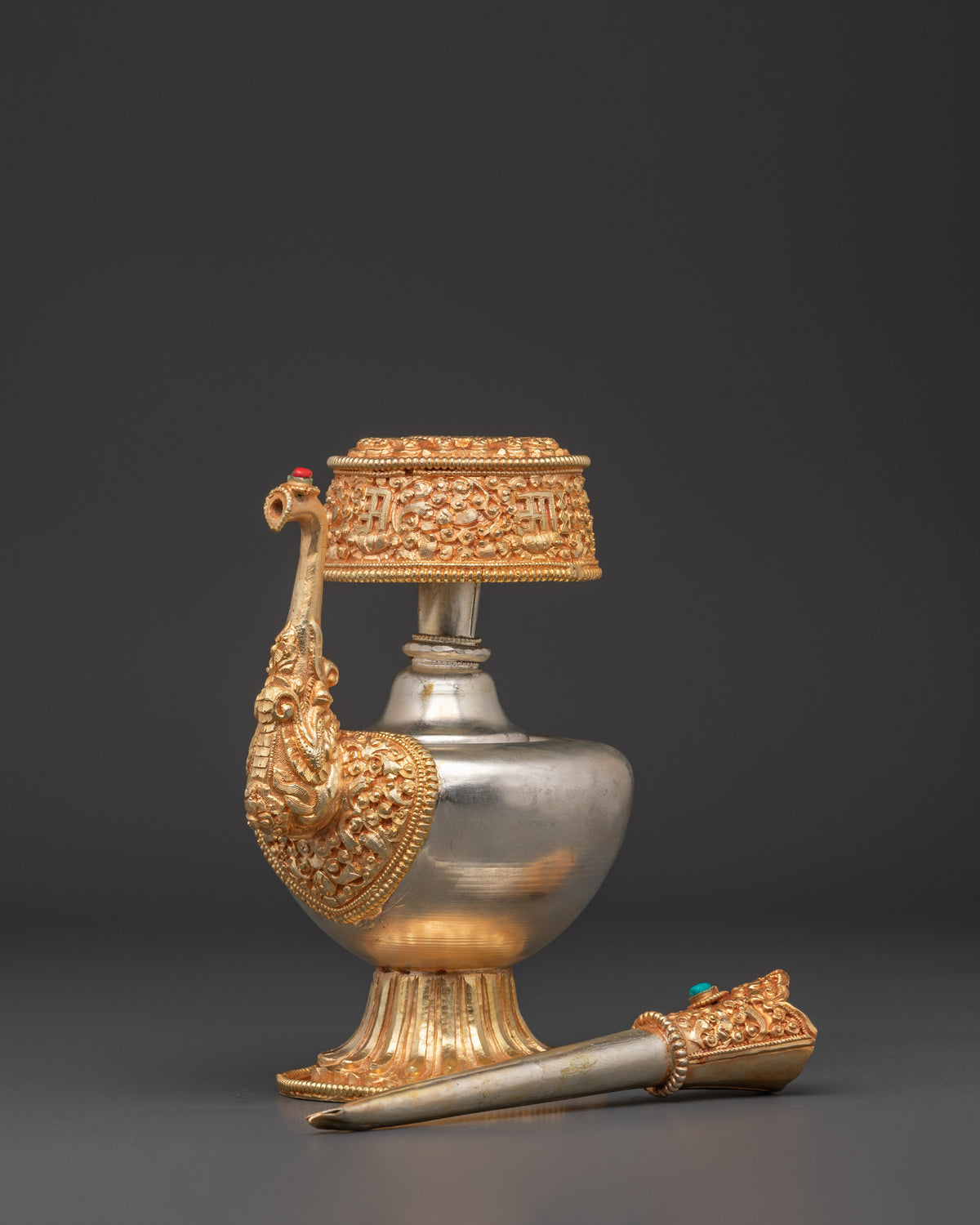 Handmade Traditional Bhumba Vase | Copper Ritual Vase with Gold Silver Plating