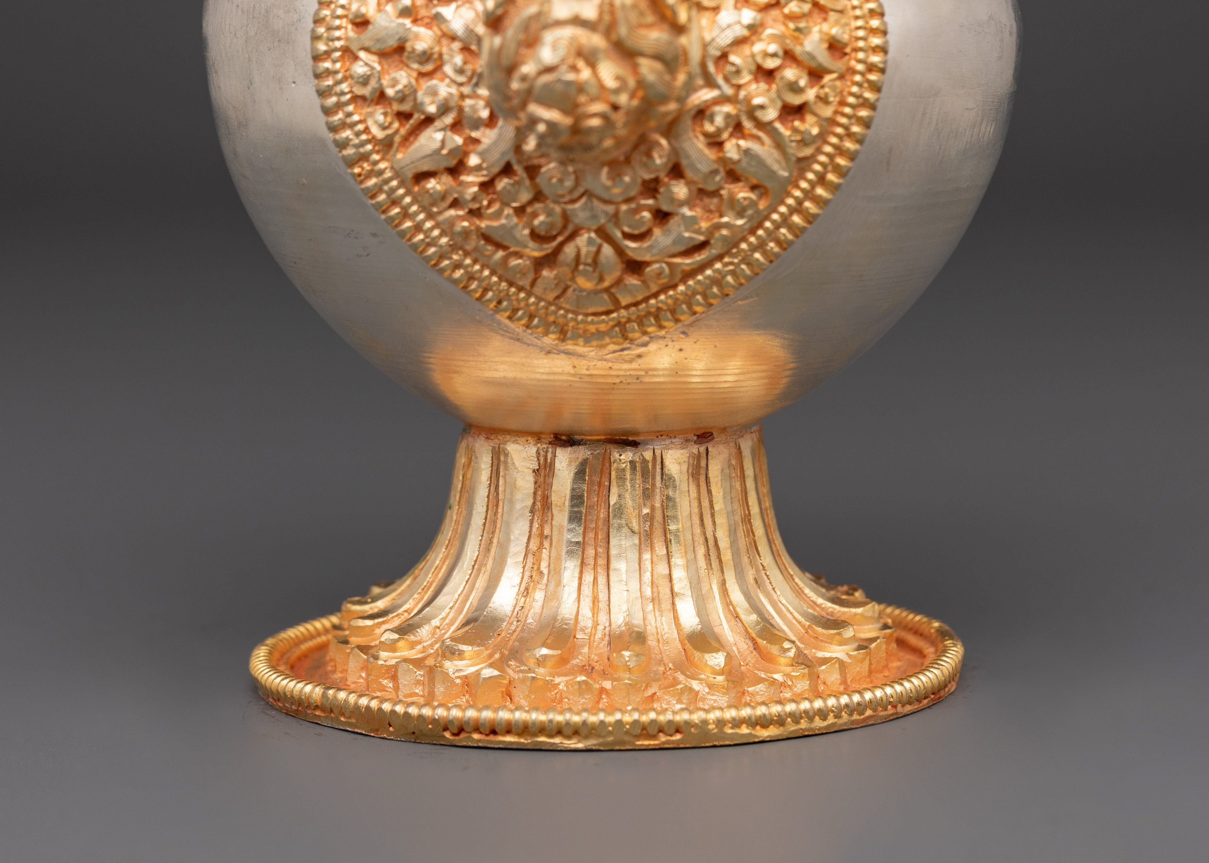 Handmade Traditional Bhumba Vase | Copper Ritual Vase with Gold Silver Plating