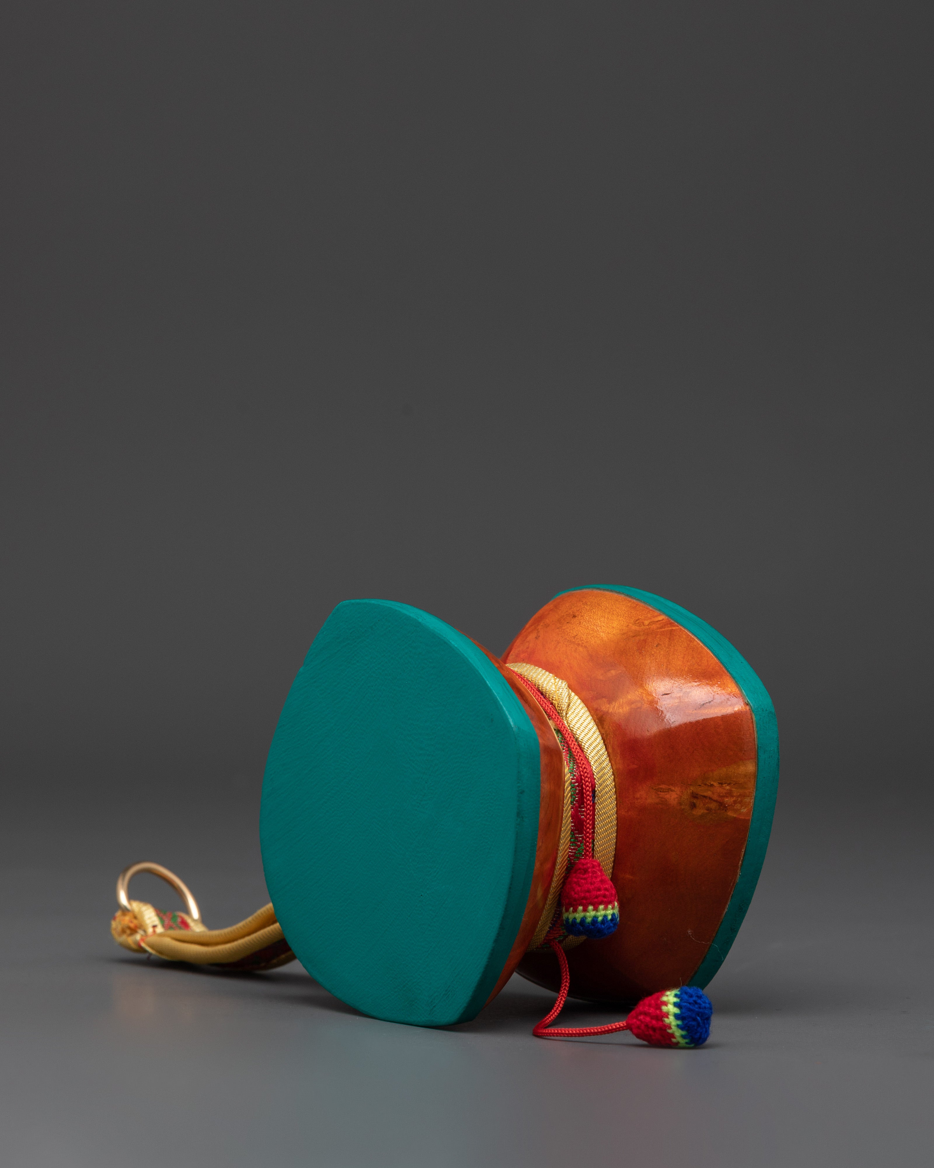 Handcrafted Tibetan Damaru Drum | Bhutanese Wood Buddhist Ritual Drum