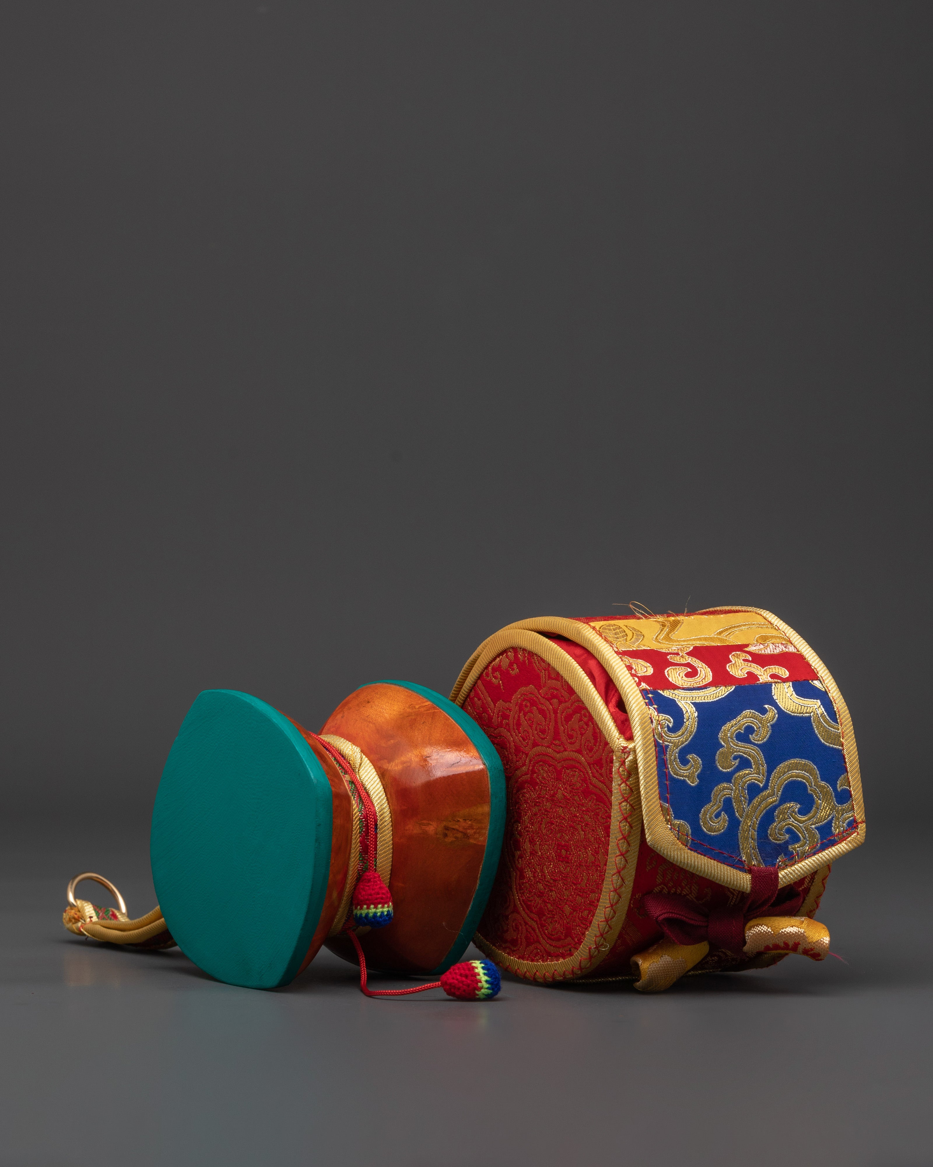 Handcrafted Tibetan Damaru Drum | Bhutanese Wood Buddhist Ritual Drum