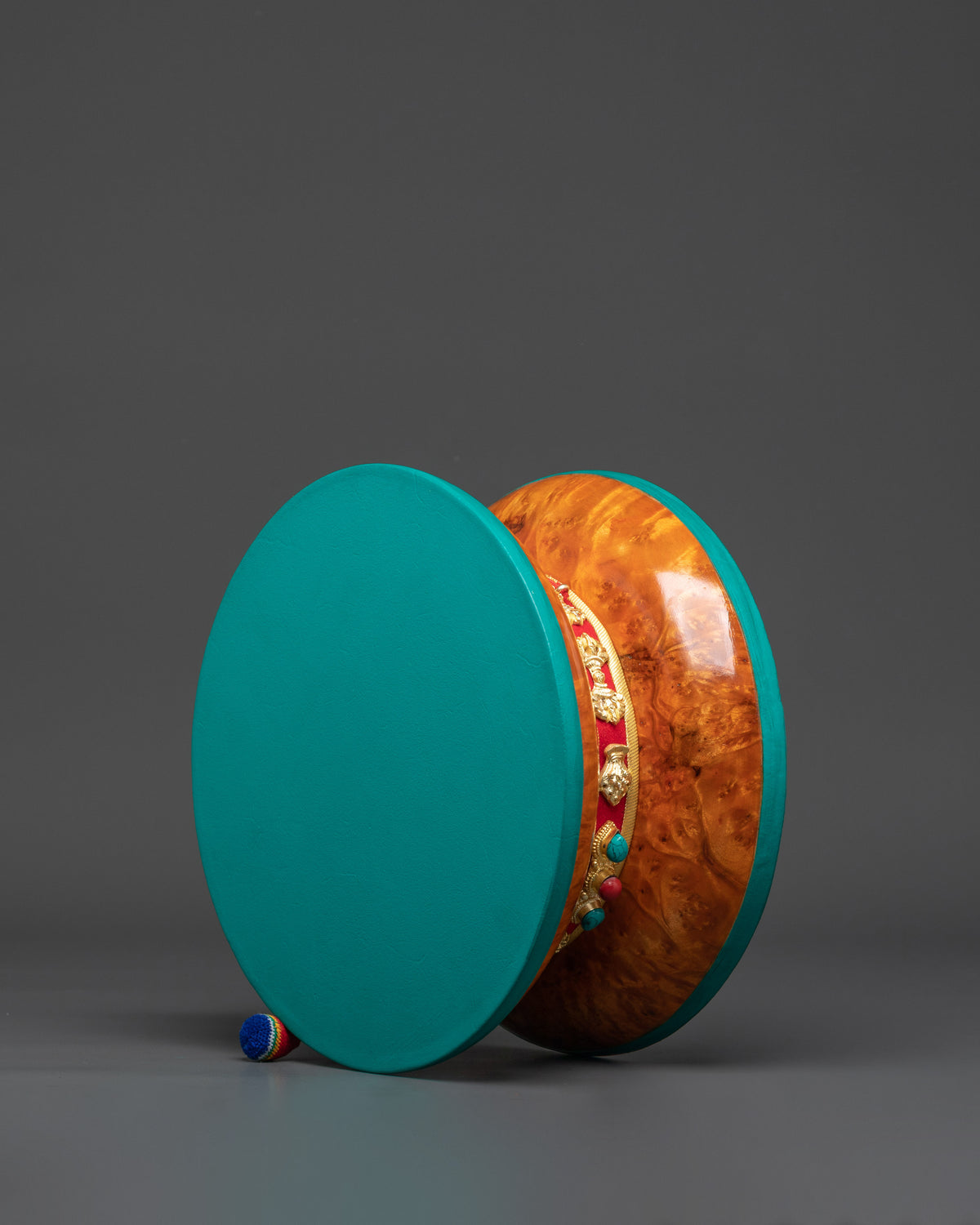 Tibetan Damaru Drum with Silk Tail | Chod Ritual Drum in Bhutanese Wood