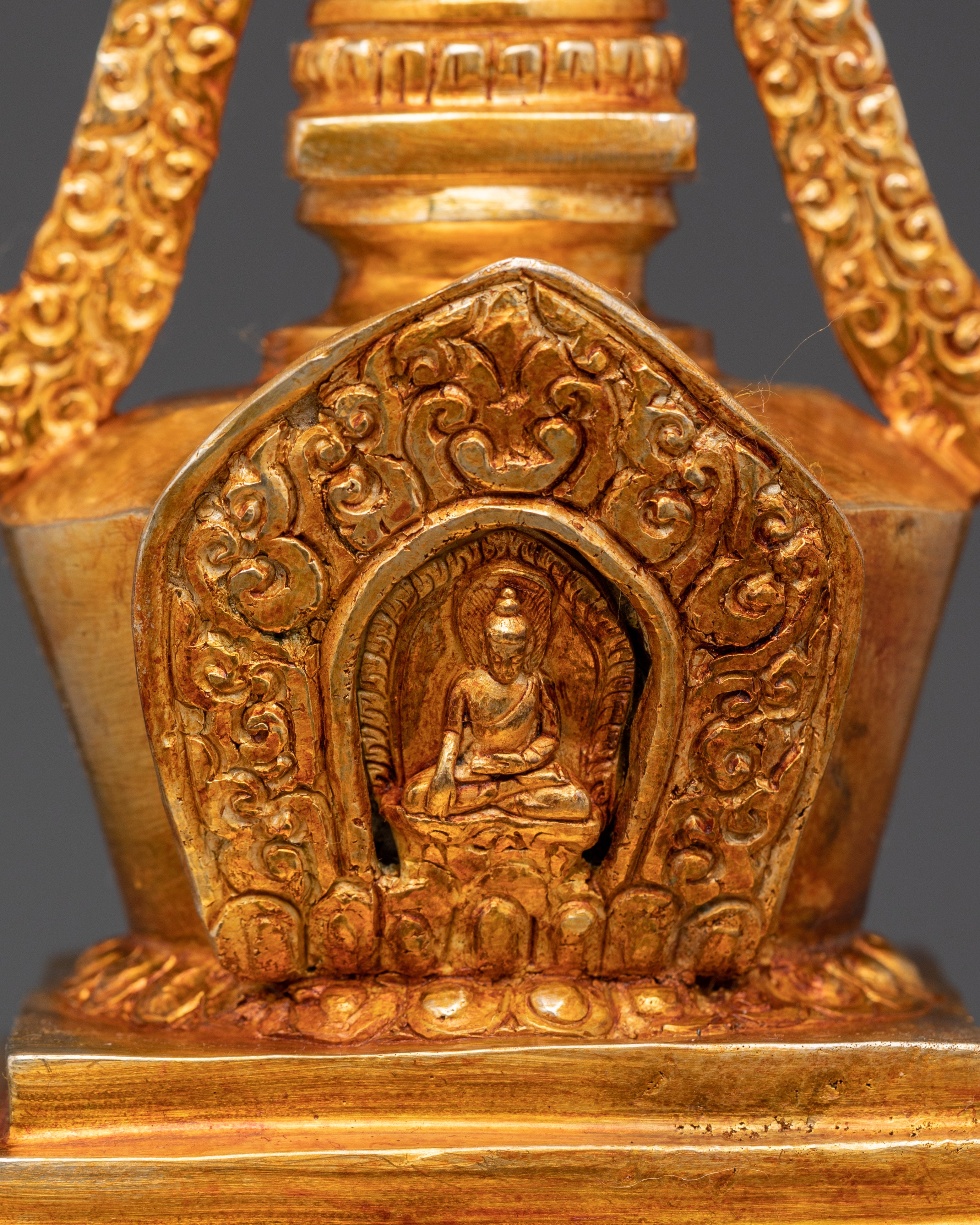 Handcrafted Stupa Collectible with Coral & Turquoise for Spiritual Meditation Decor
