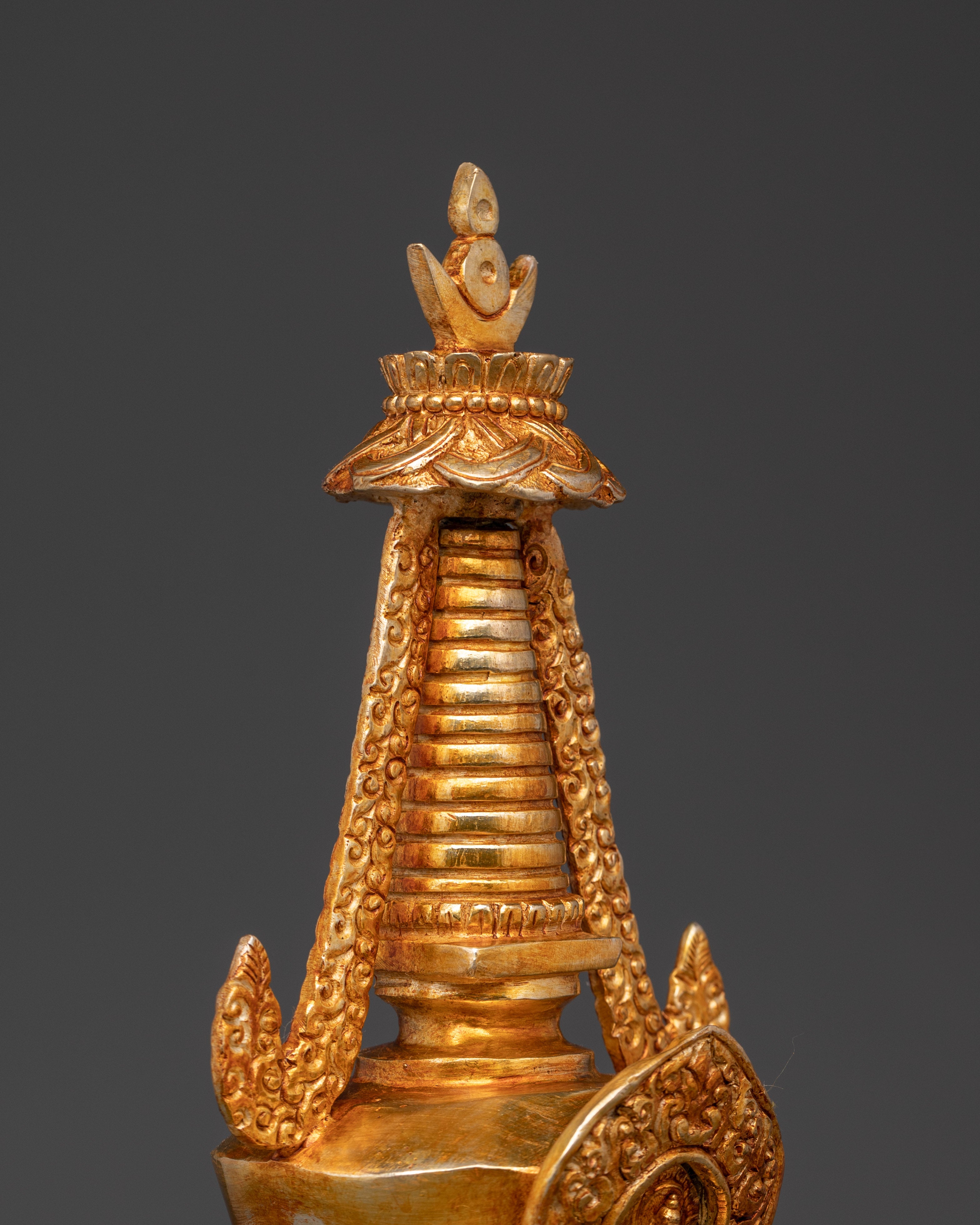 Handcrafted Stupa Collectible with Coral & Turquoise for Spiritual Meditation Decor