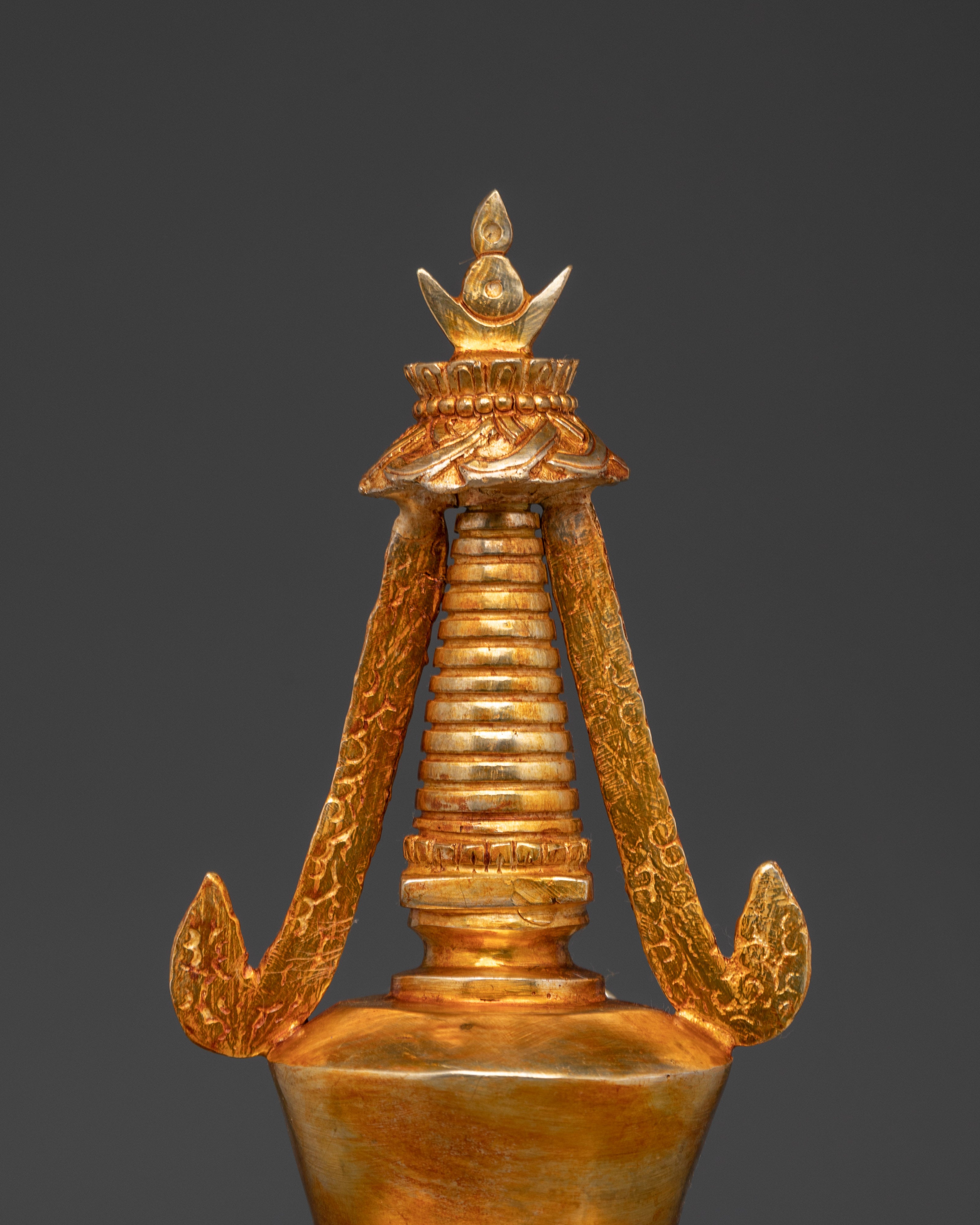Handcrafted Stupa Collectible with Coral & Turquoise for Spiritual Meditation Decor
