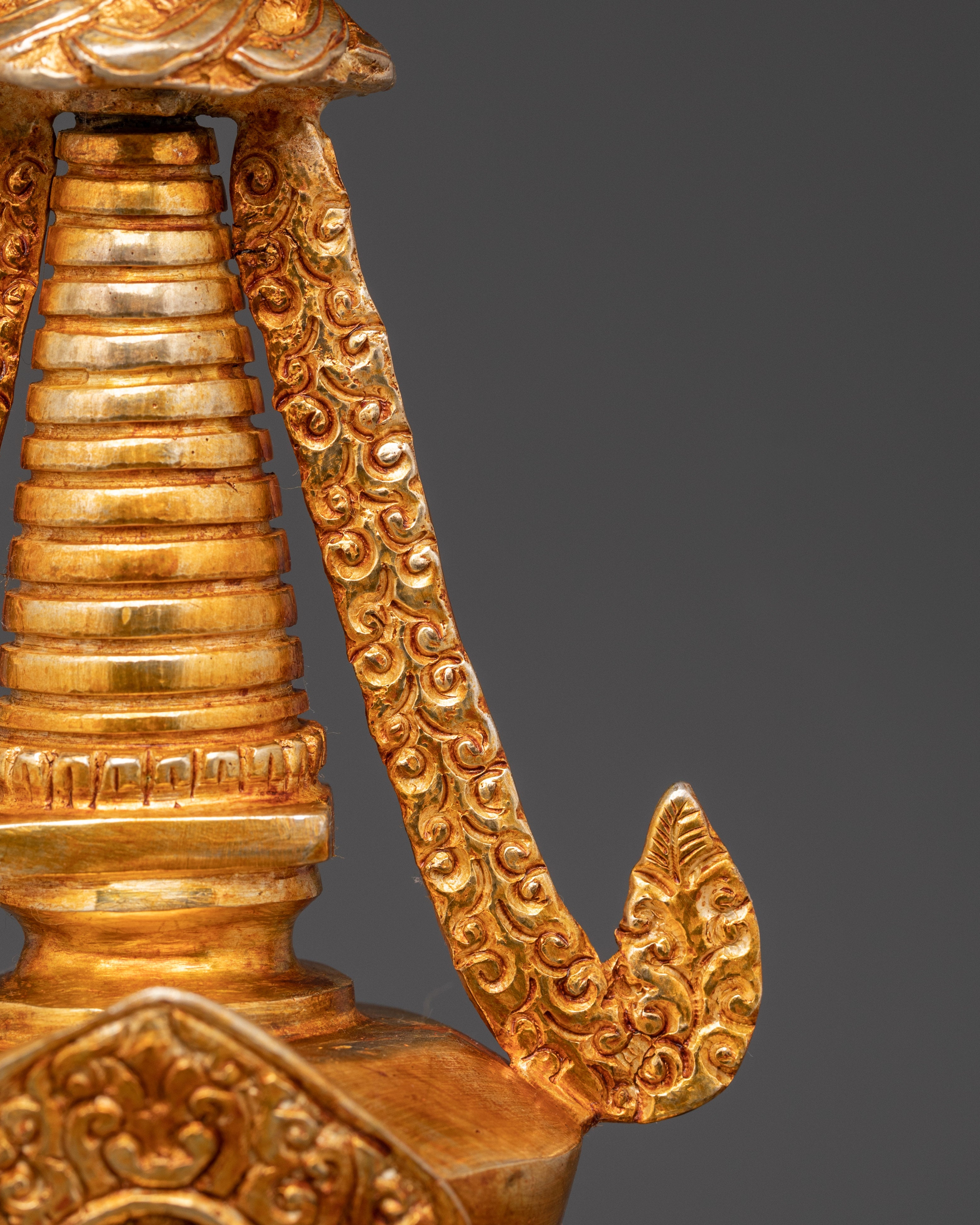 Handcrafted Stupa Collectible with Coral & Turquoise for Spiritual Meditation Decor