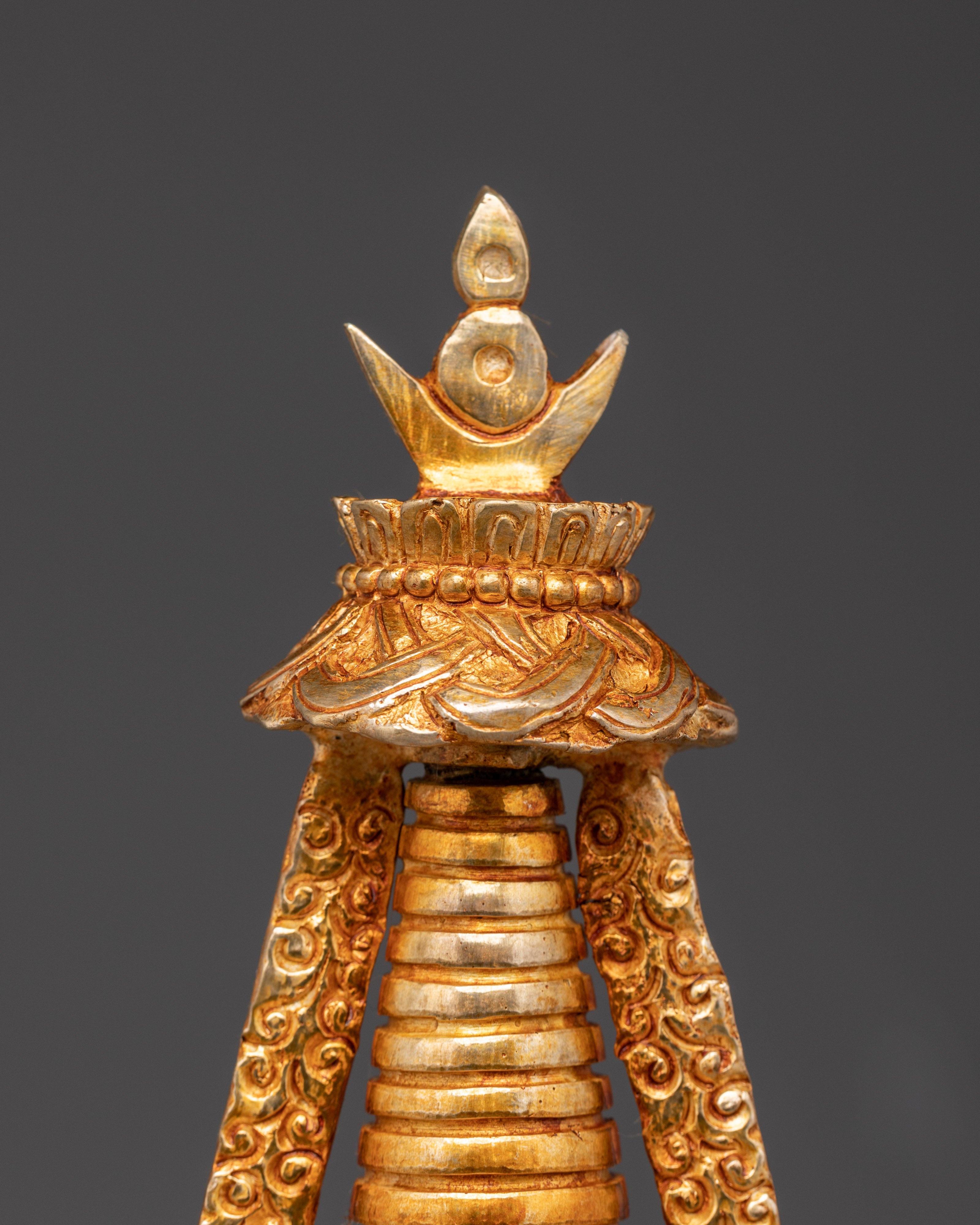 Handcrafted Stupa Collectible with Coral & Turquoise for Spiritual Meditation Decor