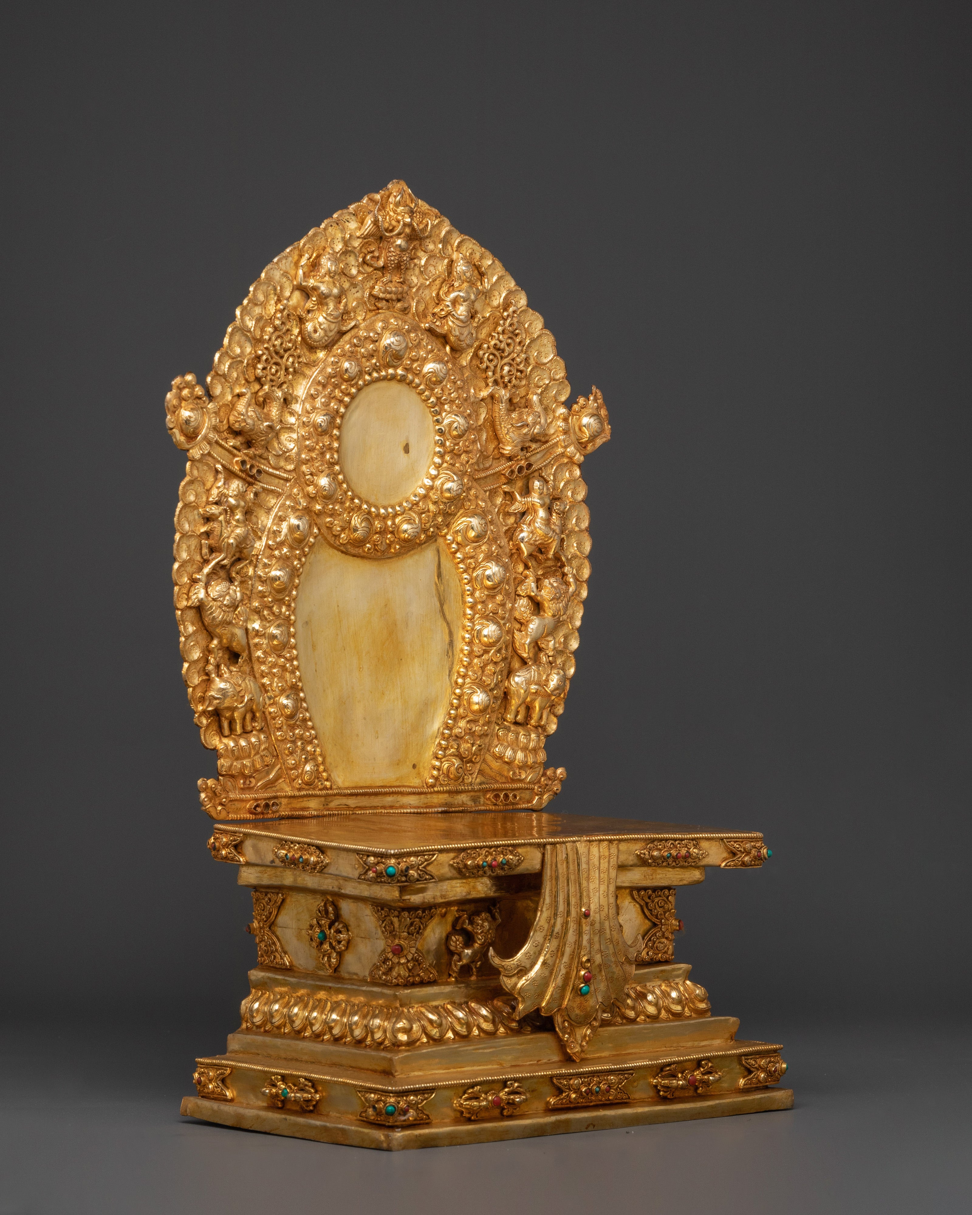 Gold-Plated Tibetan Throne with Handcrafted