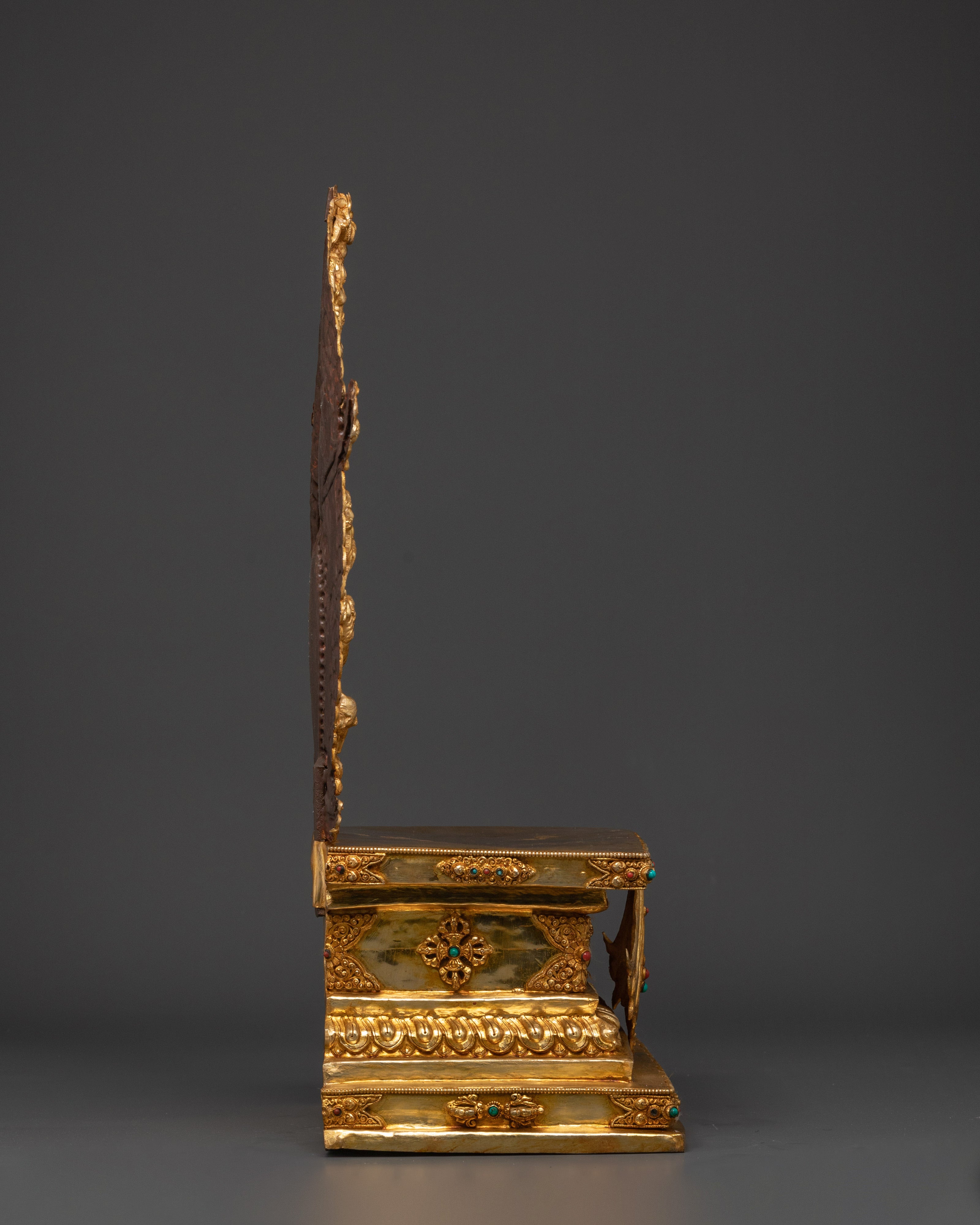 Gold-Plated Tibetan Throne with Handcrafted