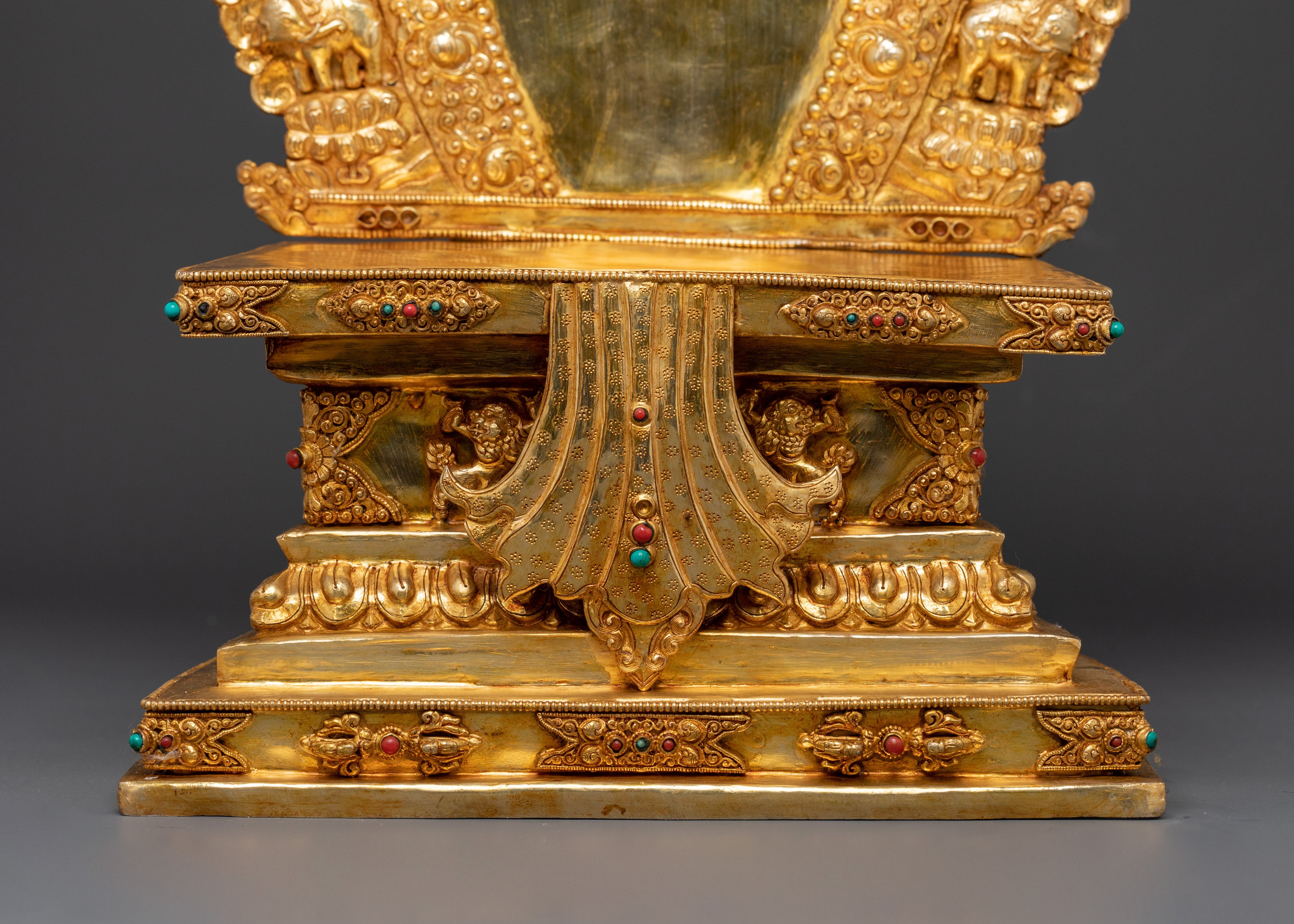 Gold-Plated Tibetan Throne with Handcrafted