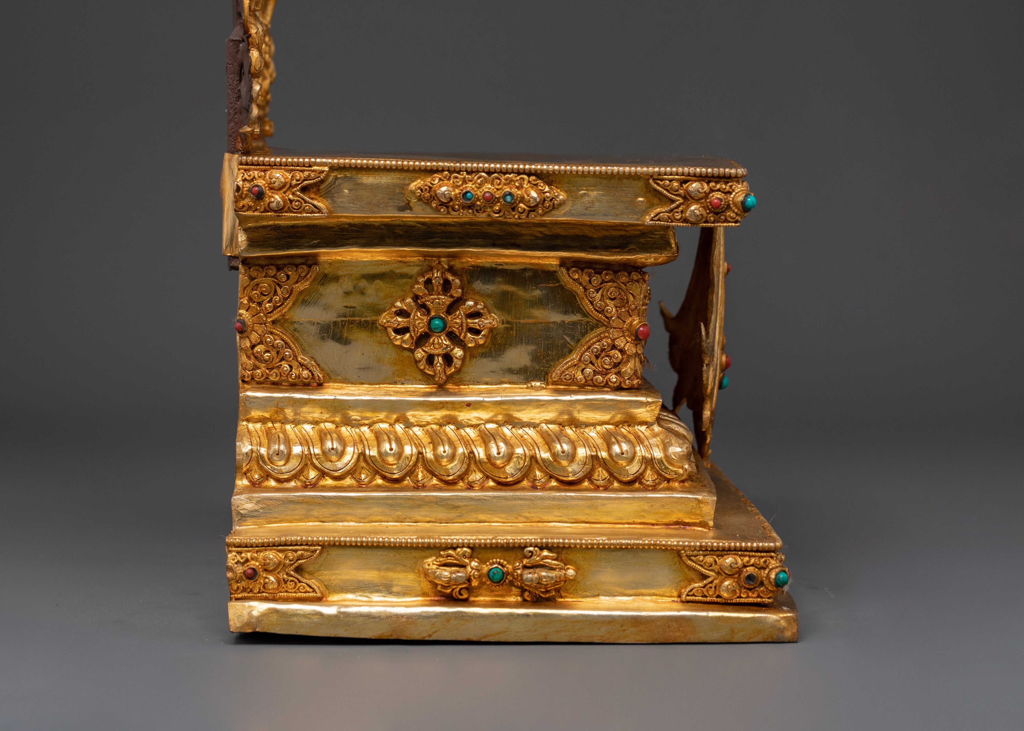 Gold-Plated Tibetan Throne with Handcrafted