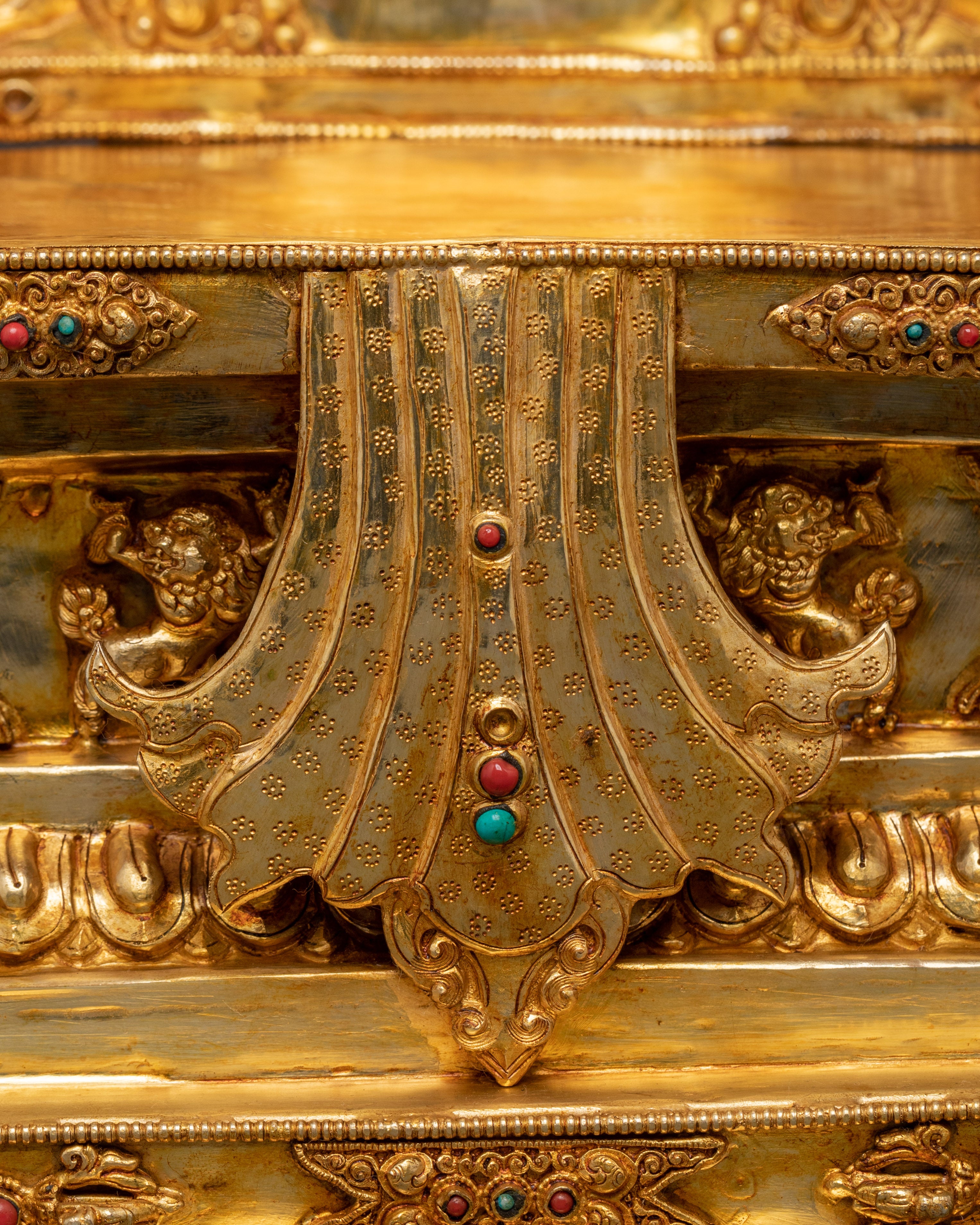 Gold-Plated Tibetan Throne with Handcrafted