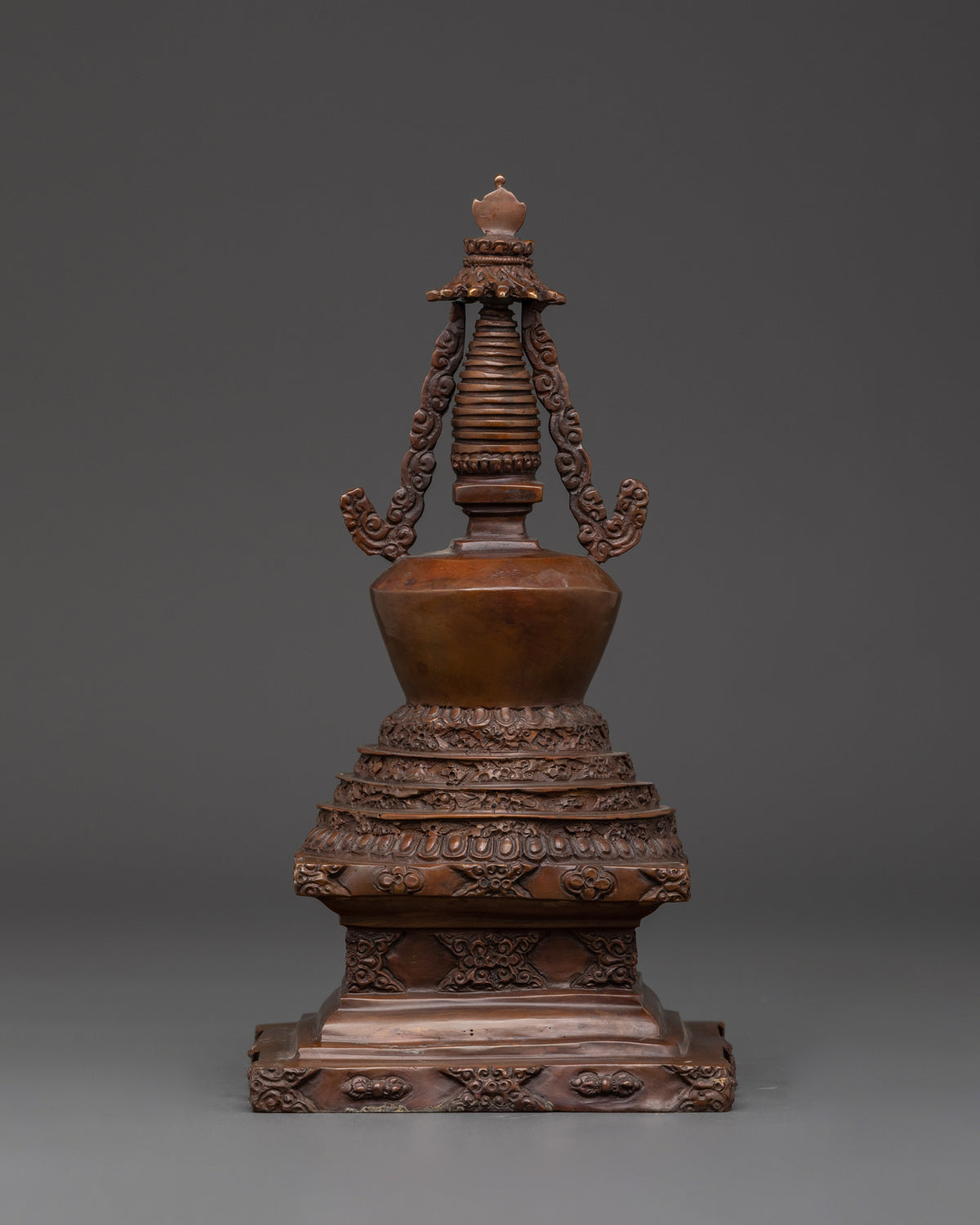 Handcrafted Oxidized Copper Buddhist Stupa | Spiritual Tibetan Decor for Meditation Rooms