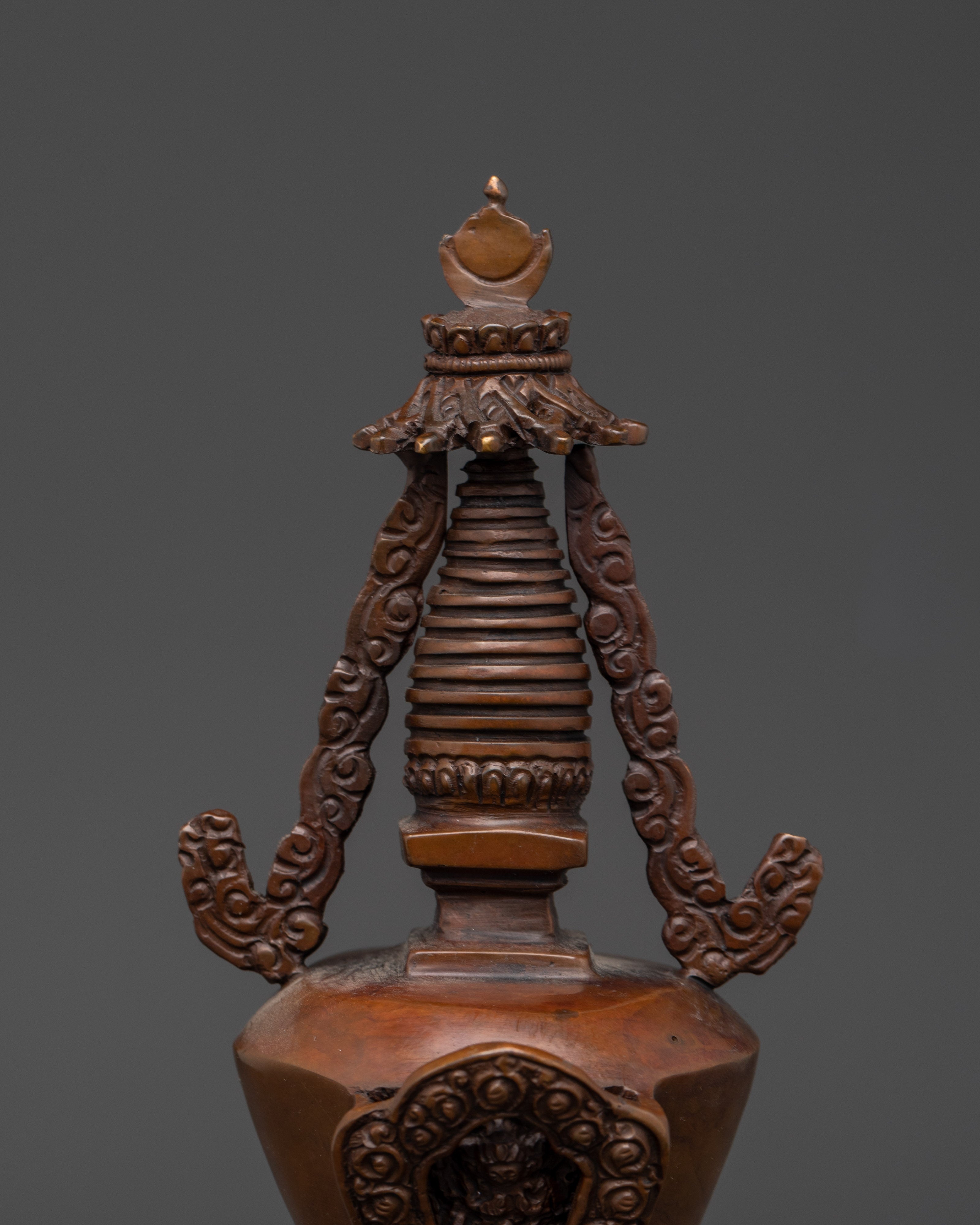 Handcrafted Oxidized Copper Buddhist Stupa | Spiritual Tibetan Decor for Meditation Rooms