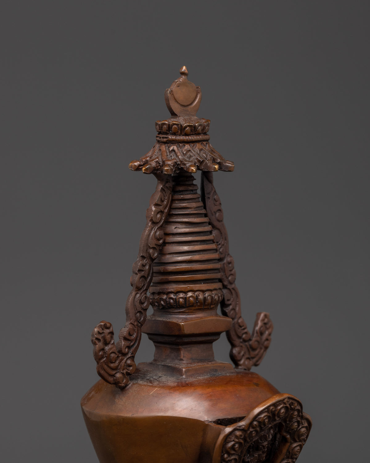 Handcrafted Oxidized Copper Buddhist Stupa | Spiritual Tibetan Decor for Meditation Rooms