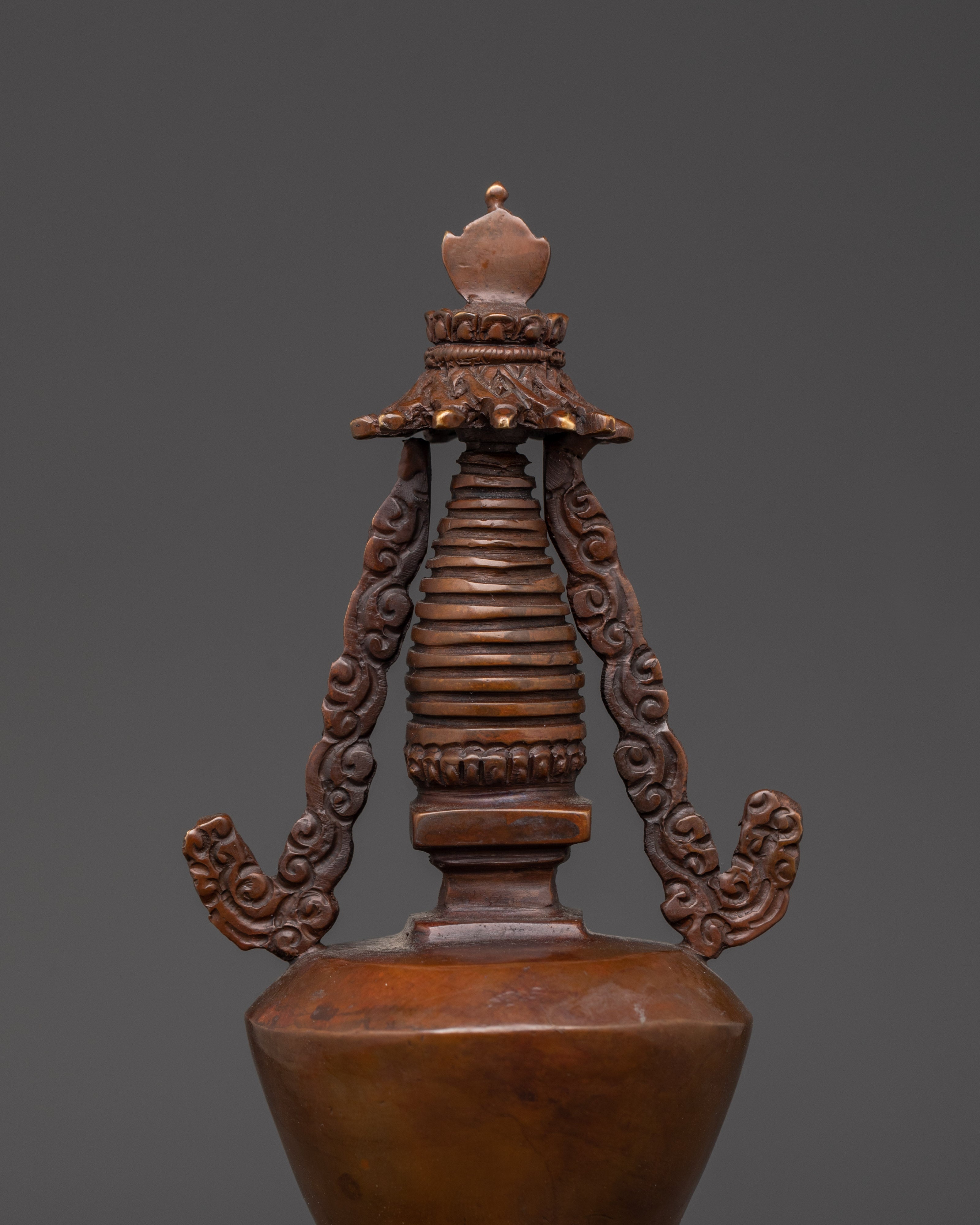Handcrafted Oxidized Copper Buddhist Stupa | Spiritual Tibetan Decor for Meditation Rooms