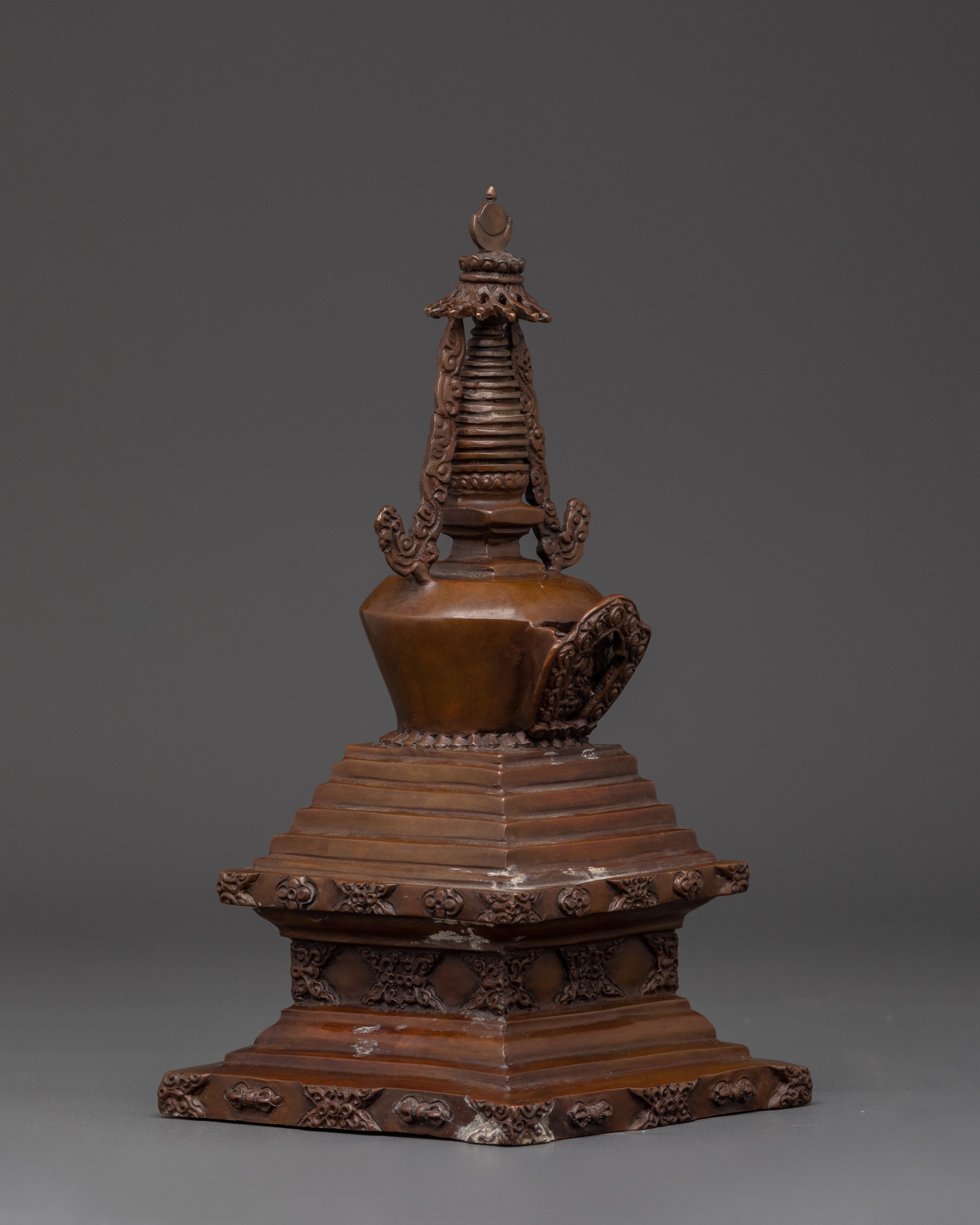 Himalayan Handmade Stupa |  Spiritual Copper Art for Meditation & Rituals