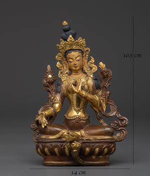 Green Tara Statue for Peace | Handcrafted Copper and Gold Plated Buddha Statue