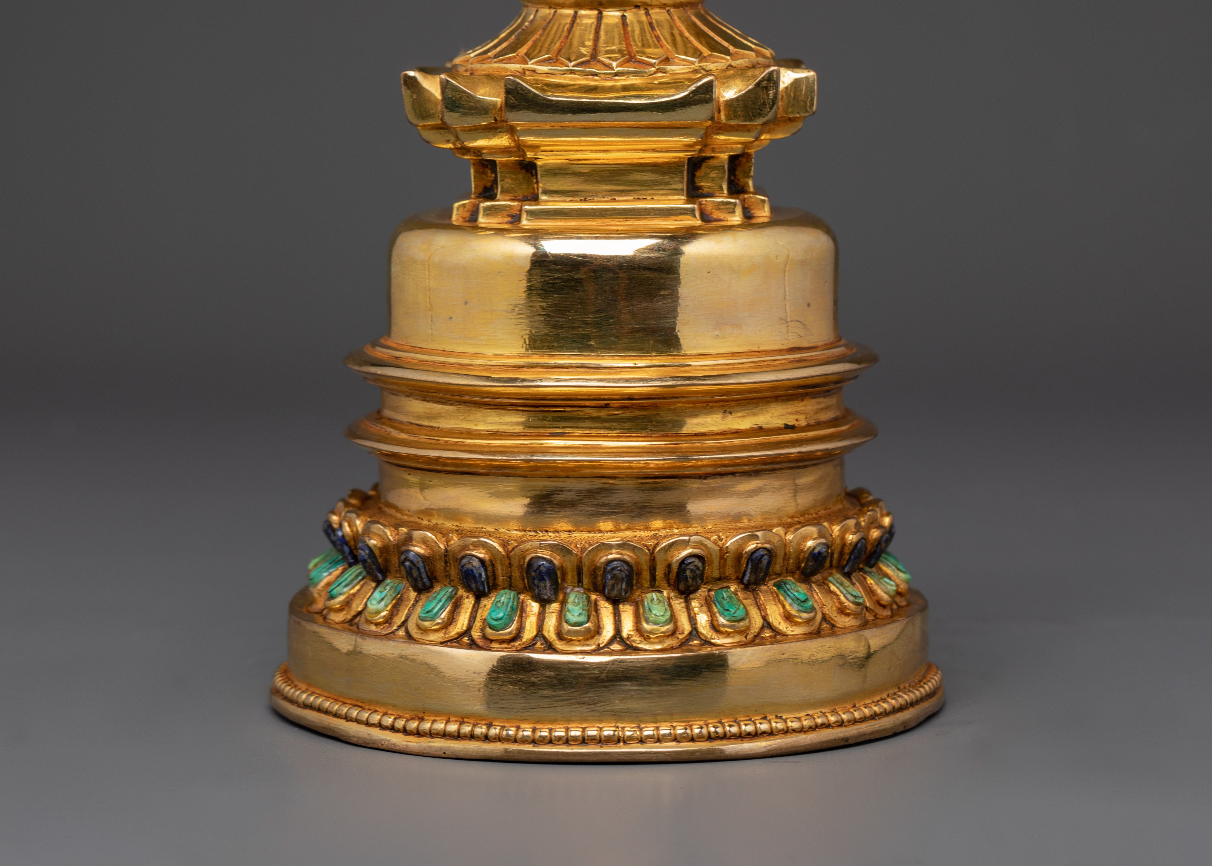 Nepalese Copper Stupa | Gold-Plated Buddhist Shrine for Altar & Meditation