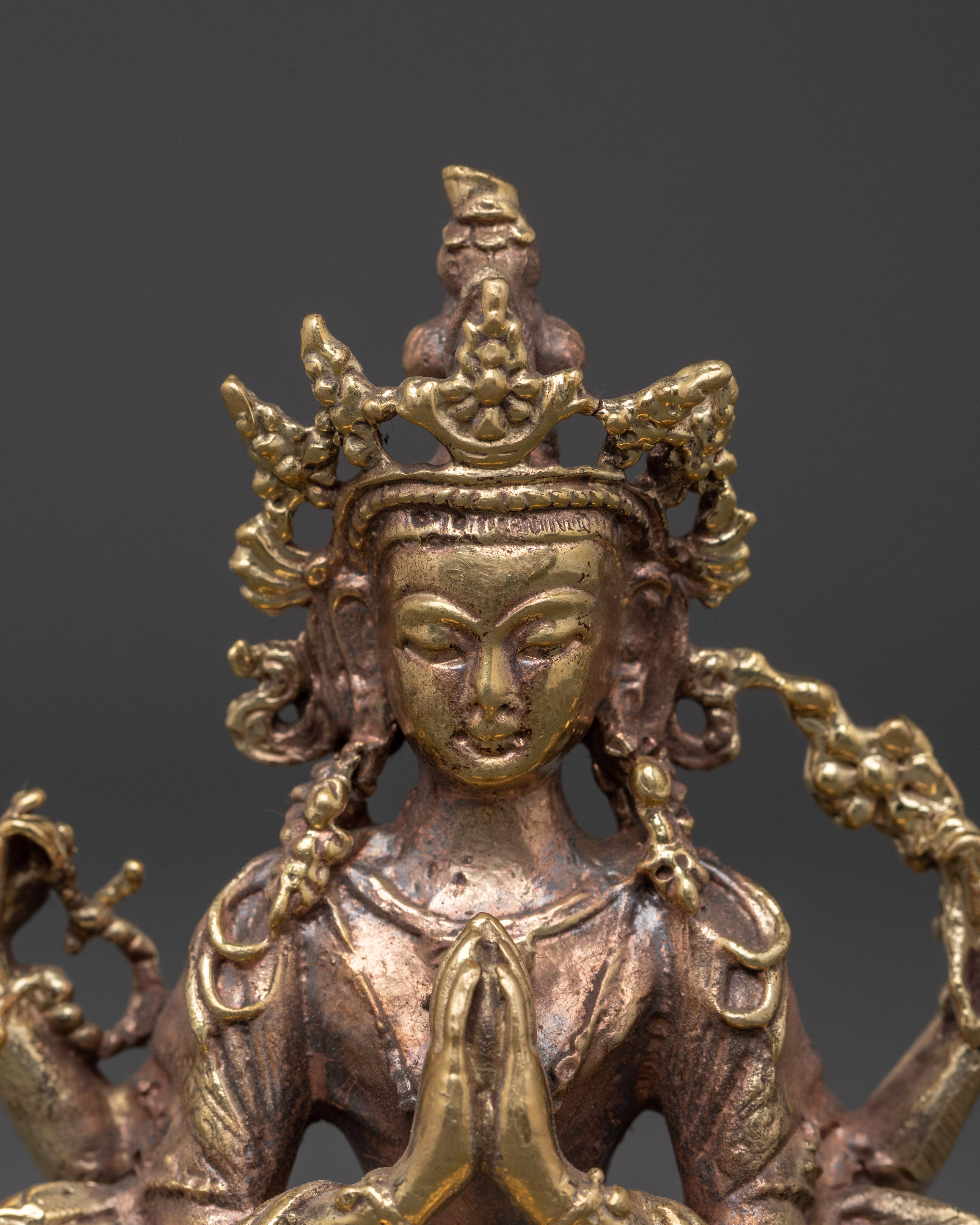 Four Armed Deity Chenrezig Statue | Traditionally Crafted Zen Art