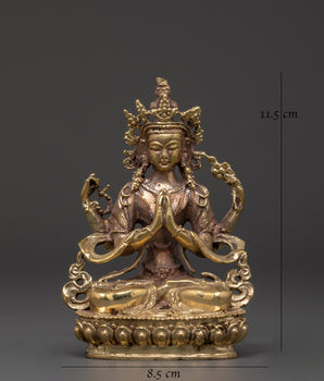 Four Armed Deity Chenrezig Statue | Traditionally Crafted Zen Art
