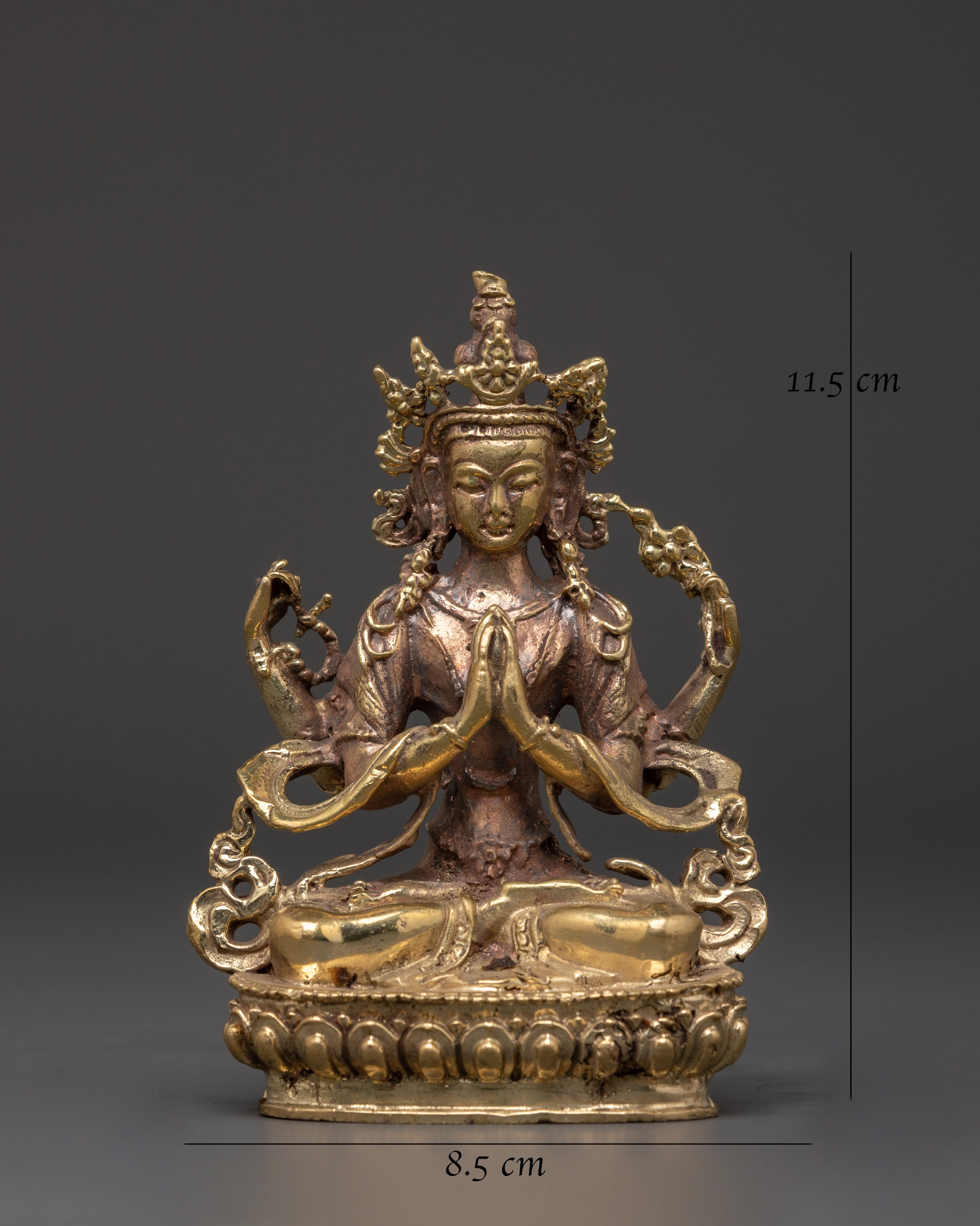 Four Armed Deity Chenrezig Statue | Traditionally Crafted Zen Art