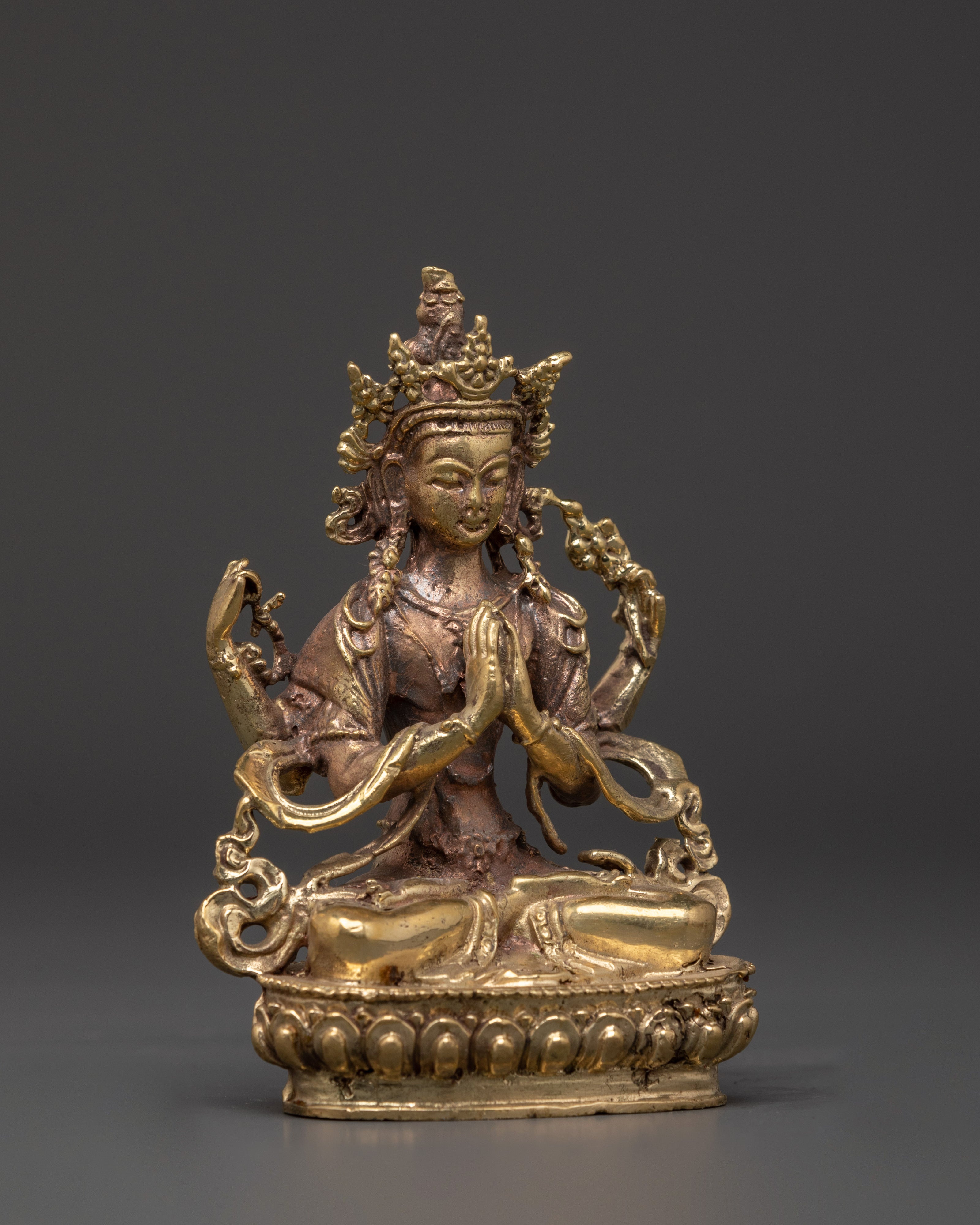Four Armed Deity Chenrezig Statue | Traditionally Crafted Zen Art
