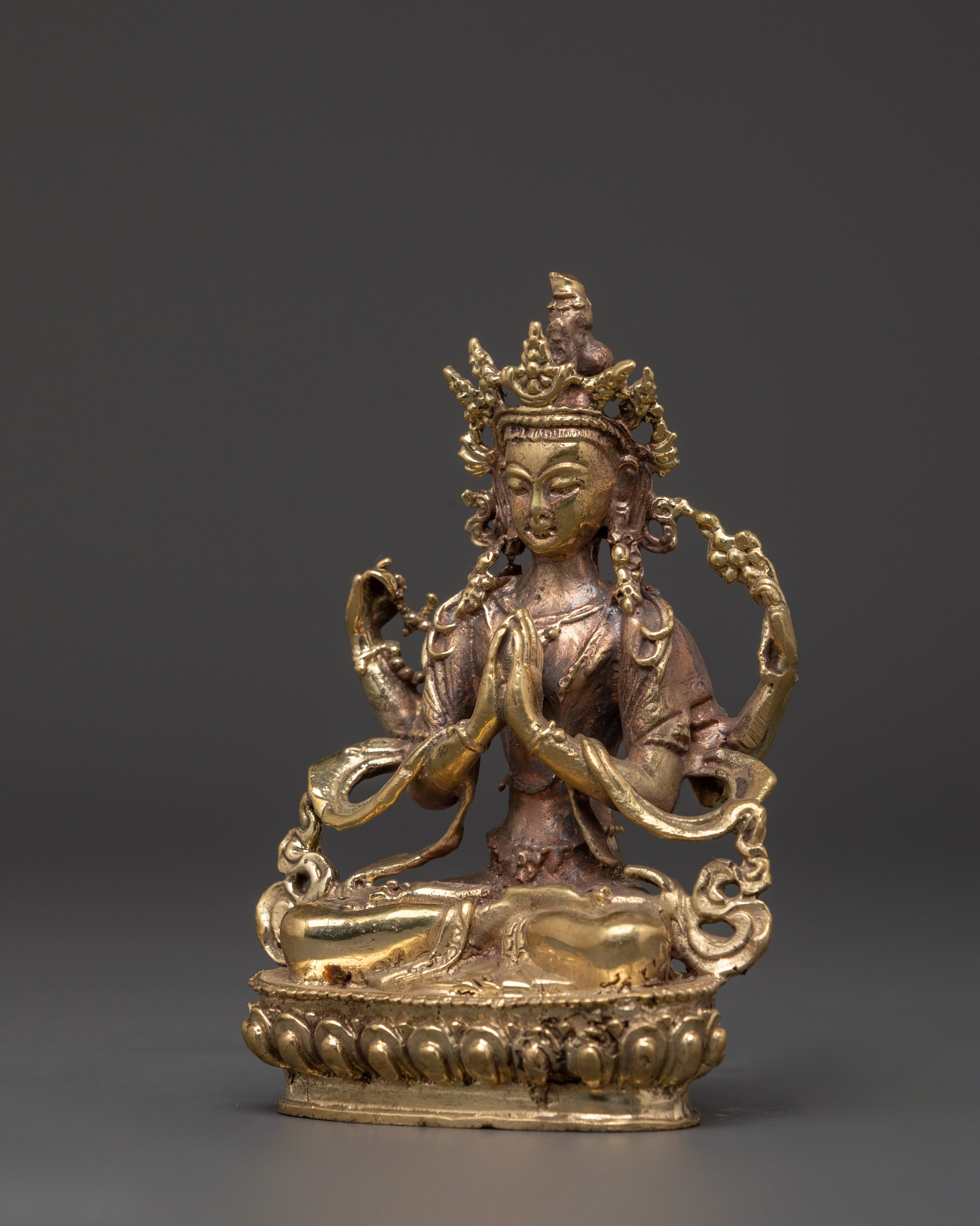 Four Armed Deity Chenrezig Statue | Traditionally Crafted Zen Art