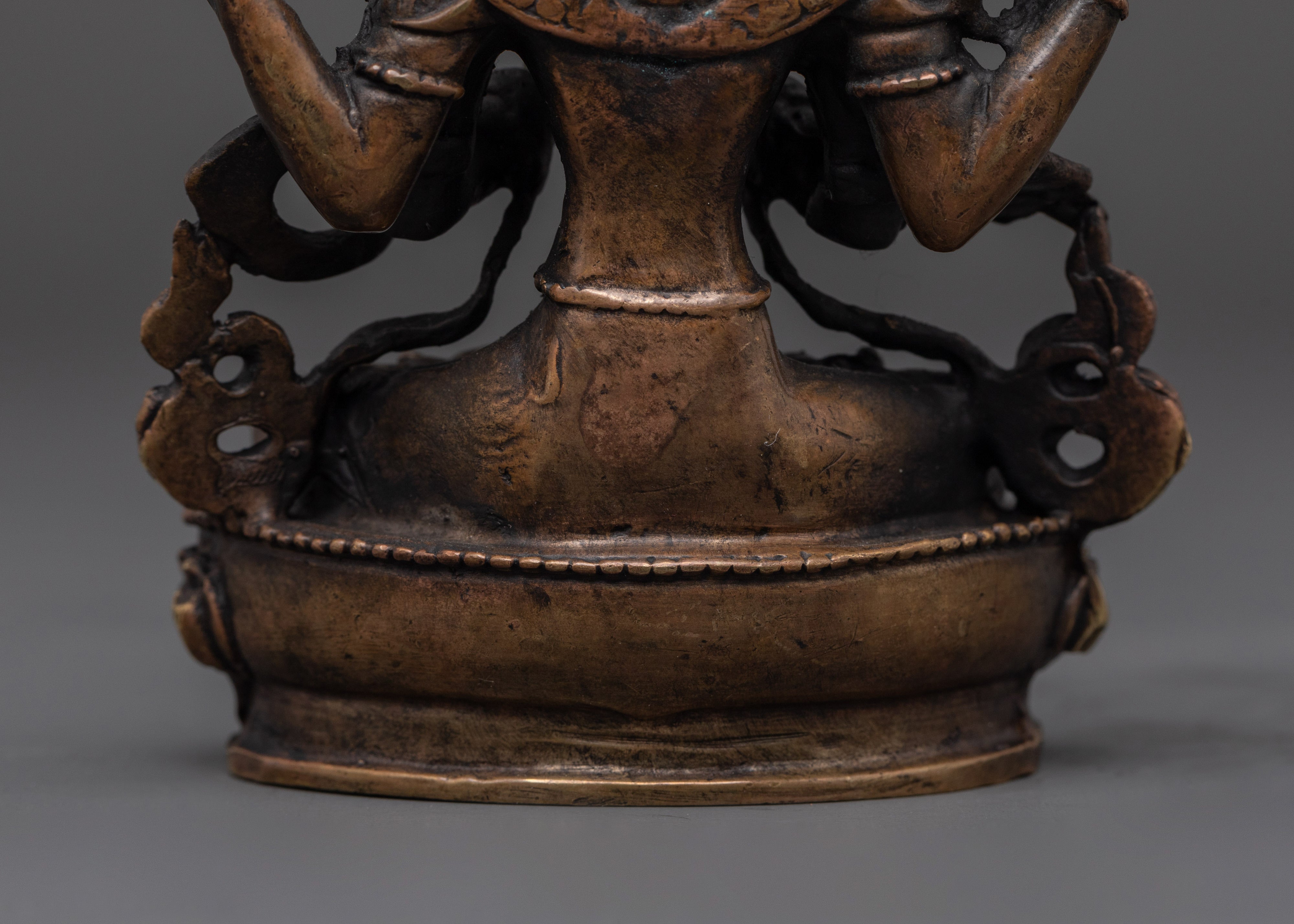 Hand-Crafted Statue of Chenrezig | Traditional Brass Artwork with Antique Finishing