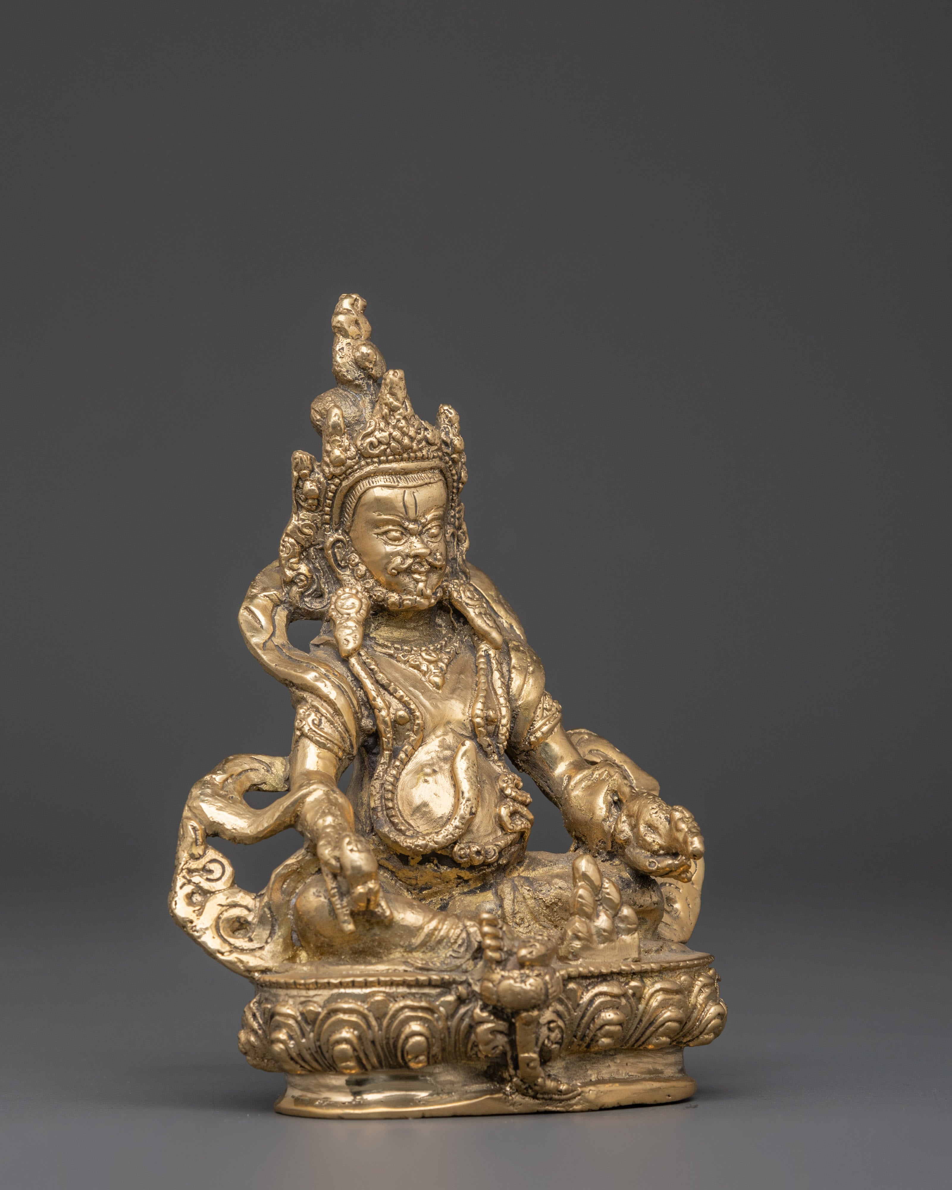 Tibetan Dzambhala Wealth Statue | Brass Buddhist God of Prosperity