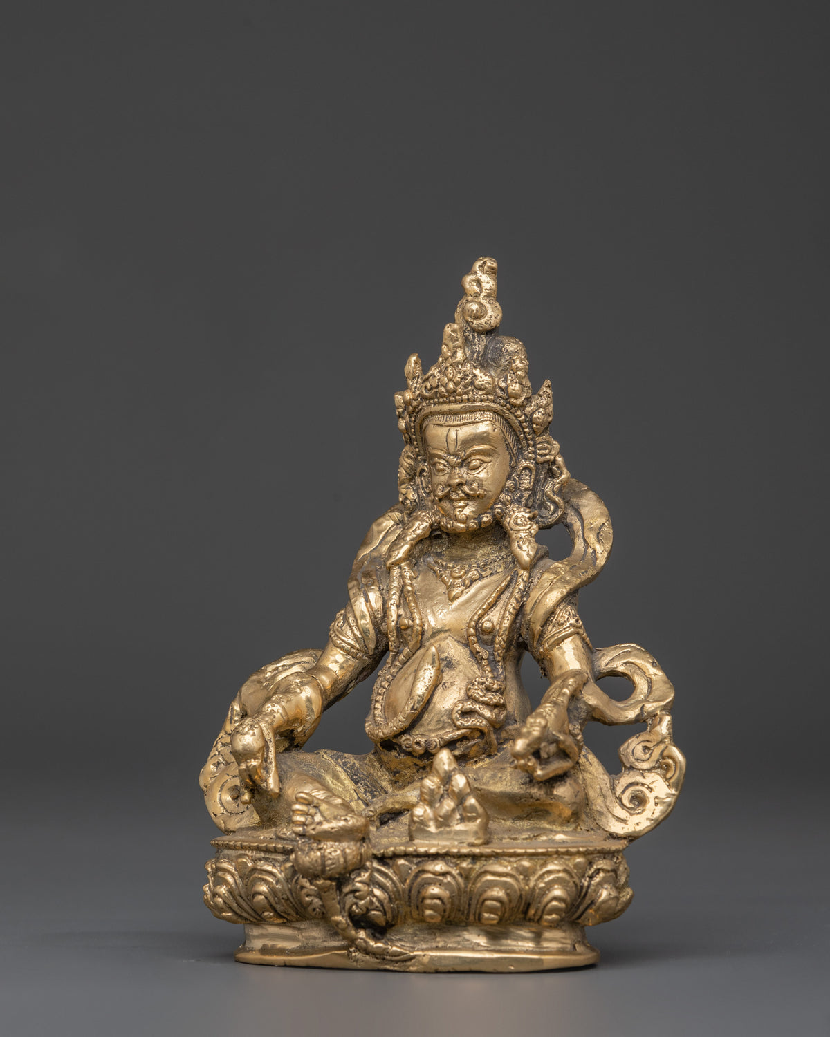 Tibetan Dzambhala Wealth Statue | Brass Buddhist God of Prosperity