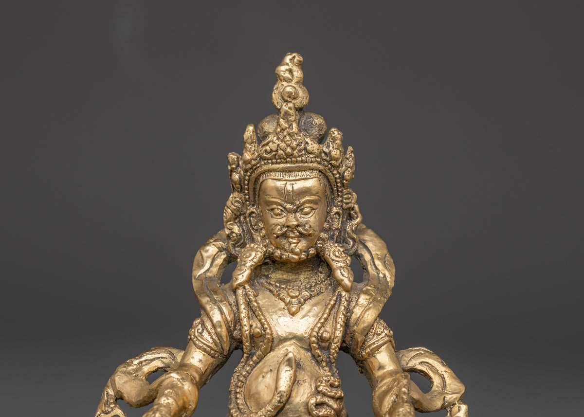 Tibetan Dzambhala Wealth Statue | Brass Buddhist God of Prosperity