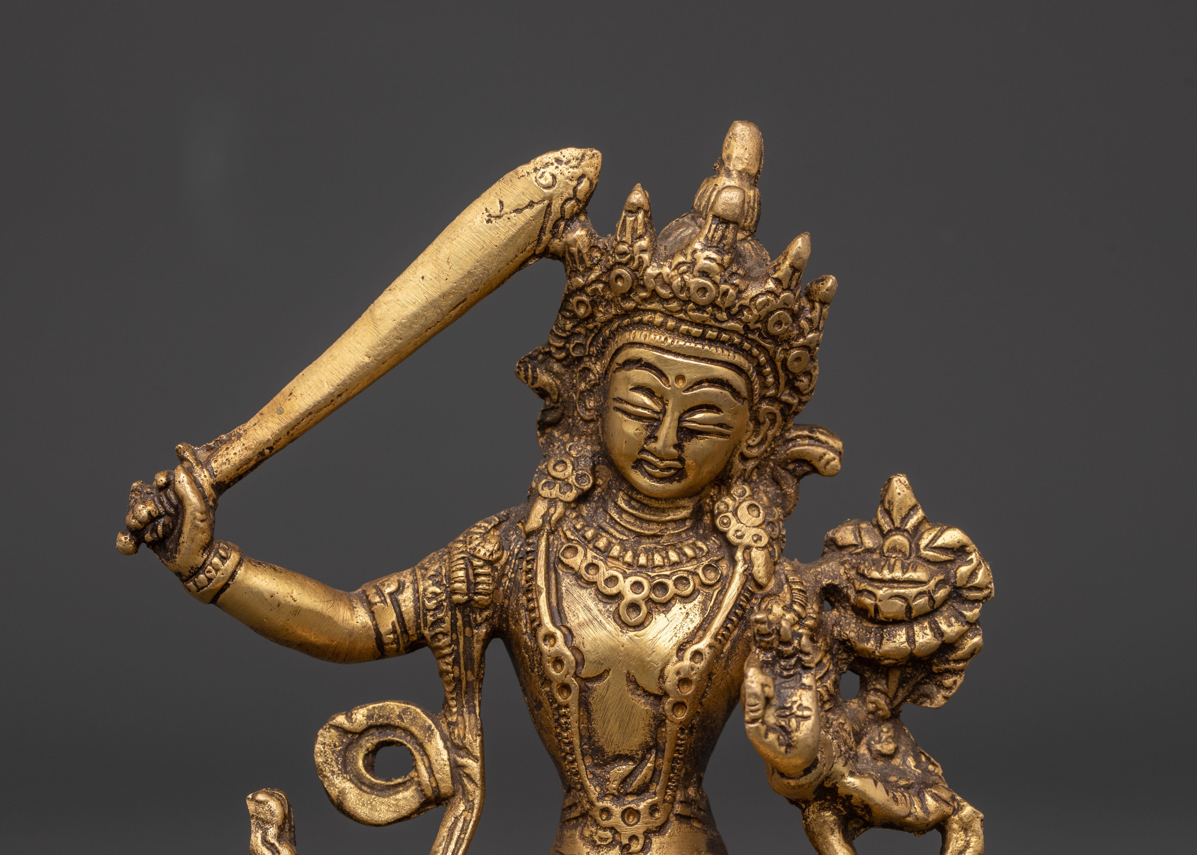 Handcrafted Manjushri Sculpture | Brass Tibetan Wisdom Deity Statue
