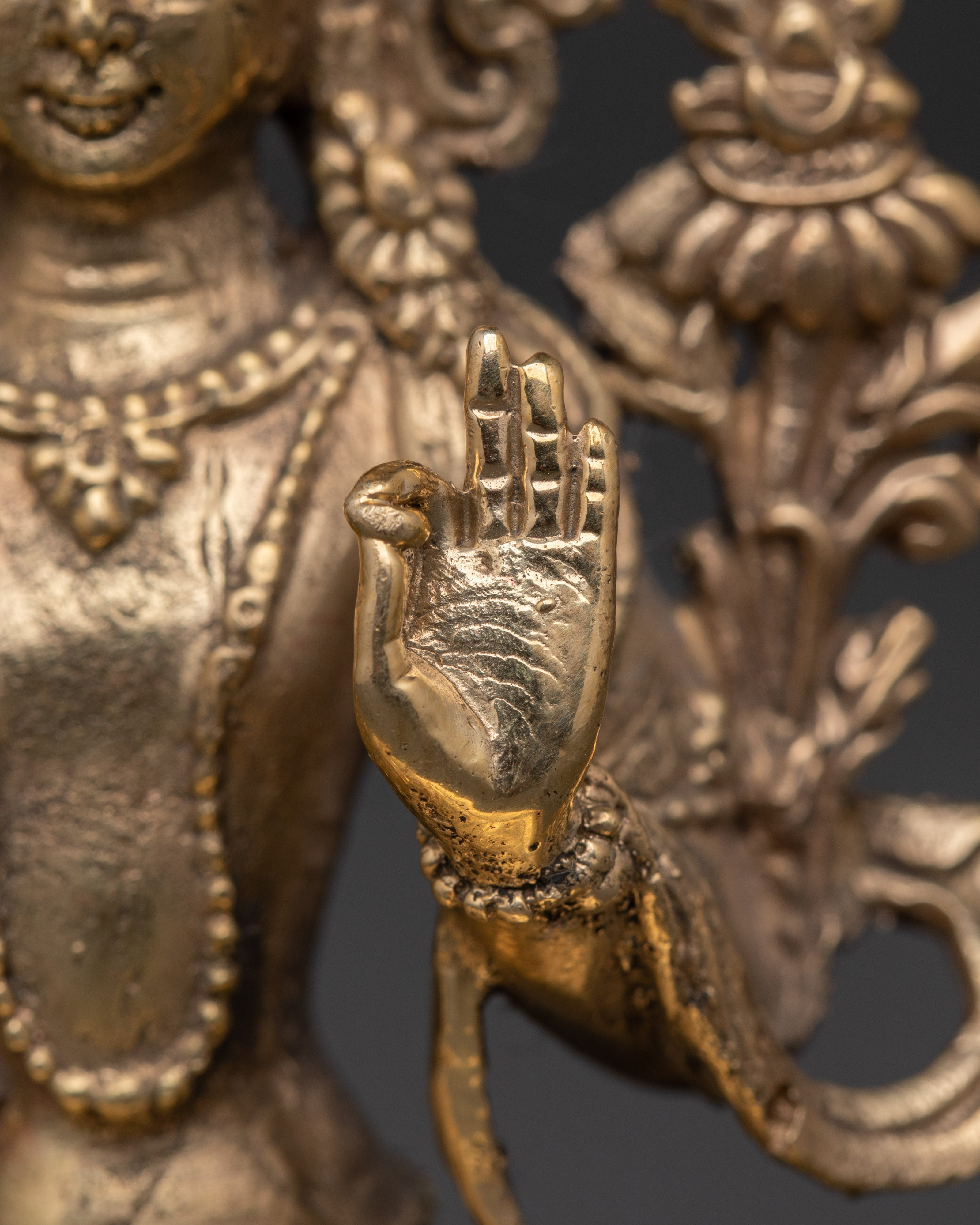 Brass Manjushri Wisdom Statue | Tibetan Deity Sculpture for Clarity