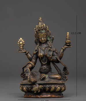 Brass Laxmi Goddess Statue | Hindu Deity for Wealth and Blessings