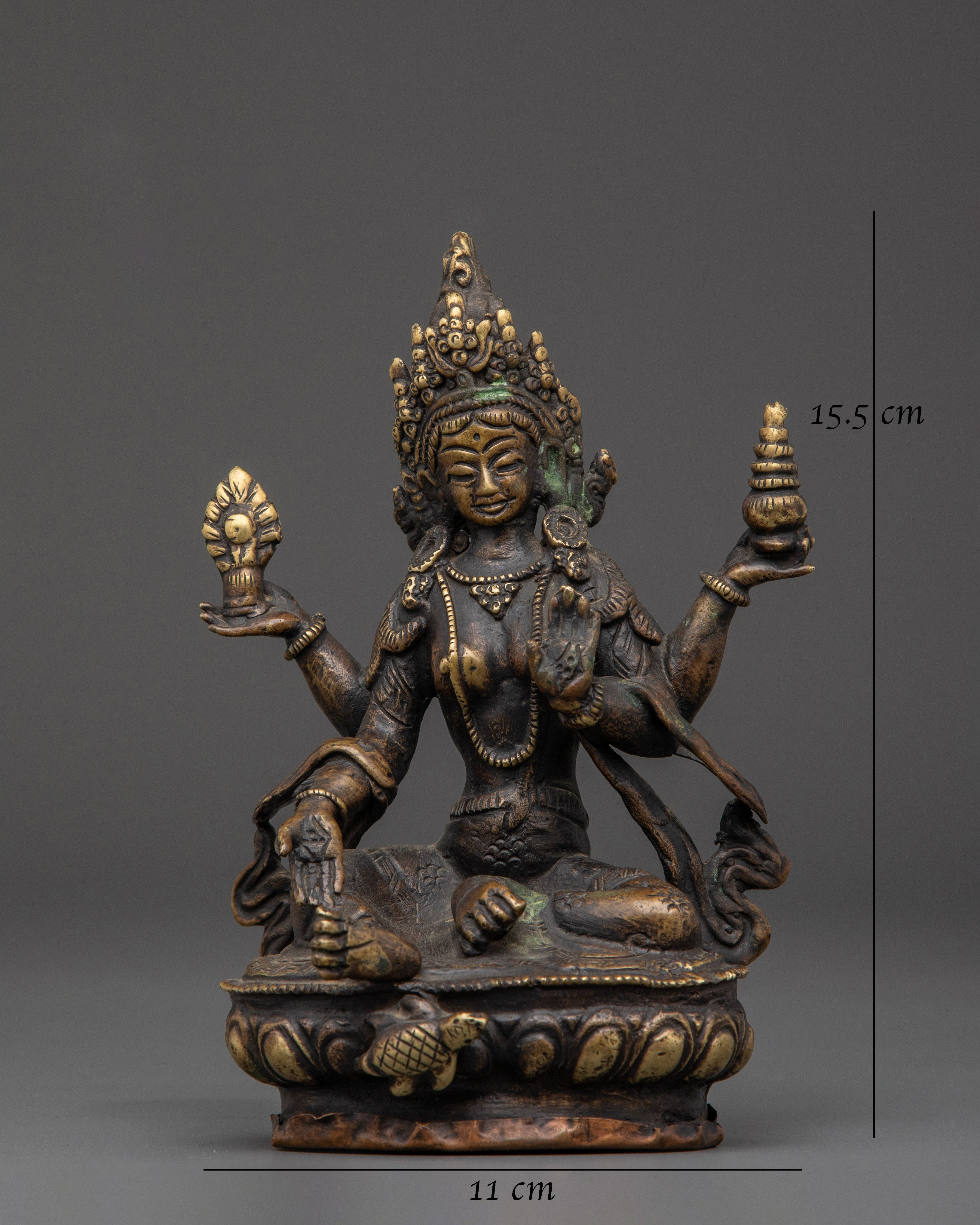 Brass Laxmi Goddess Statue | Hindu Deity for Wealth and Blessings