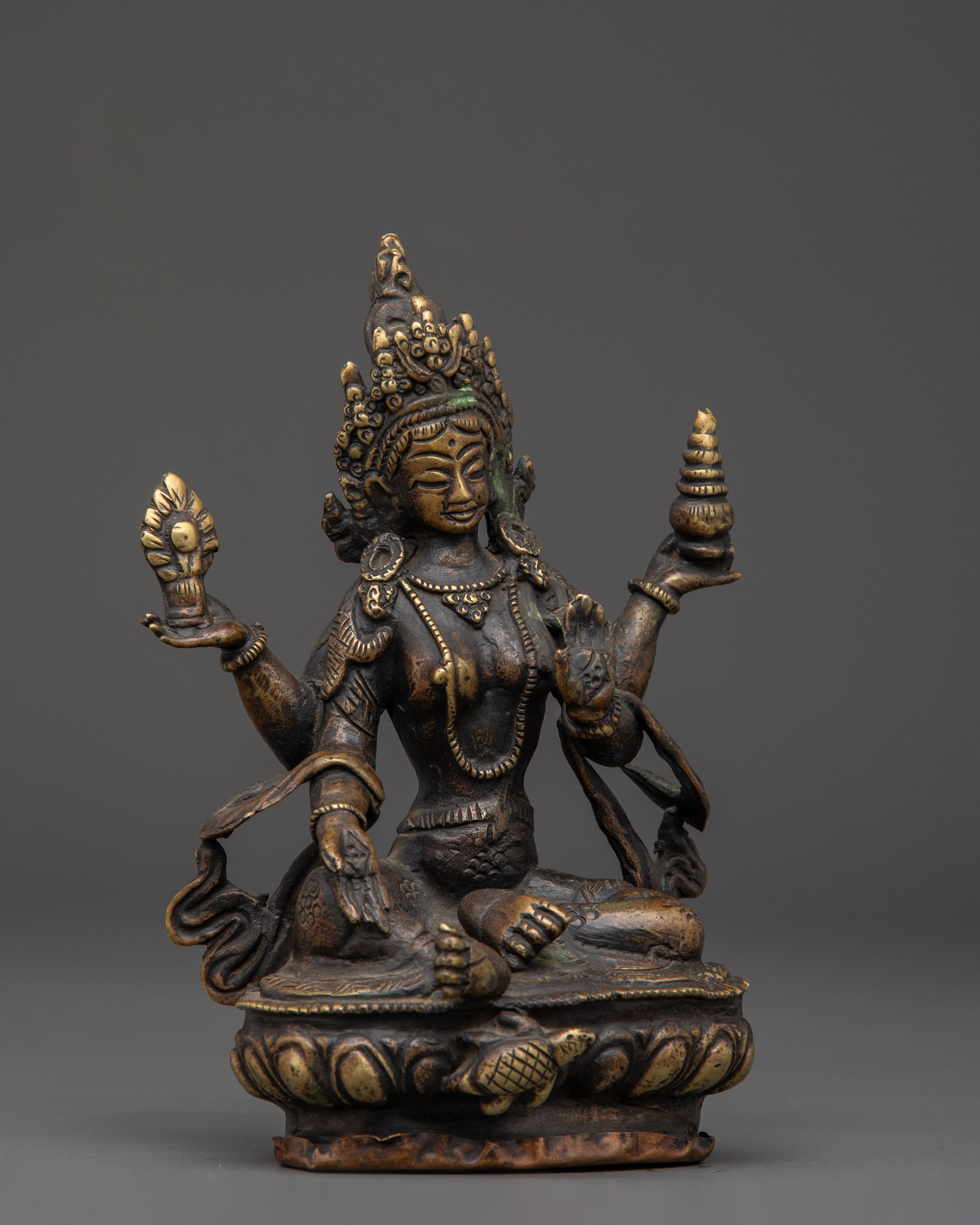 Brass Laxmi Goddess Statue | Hindu Deity for Wealth and Blessings