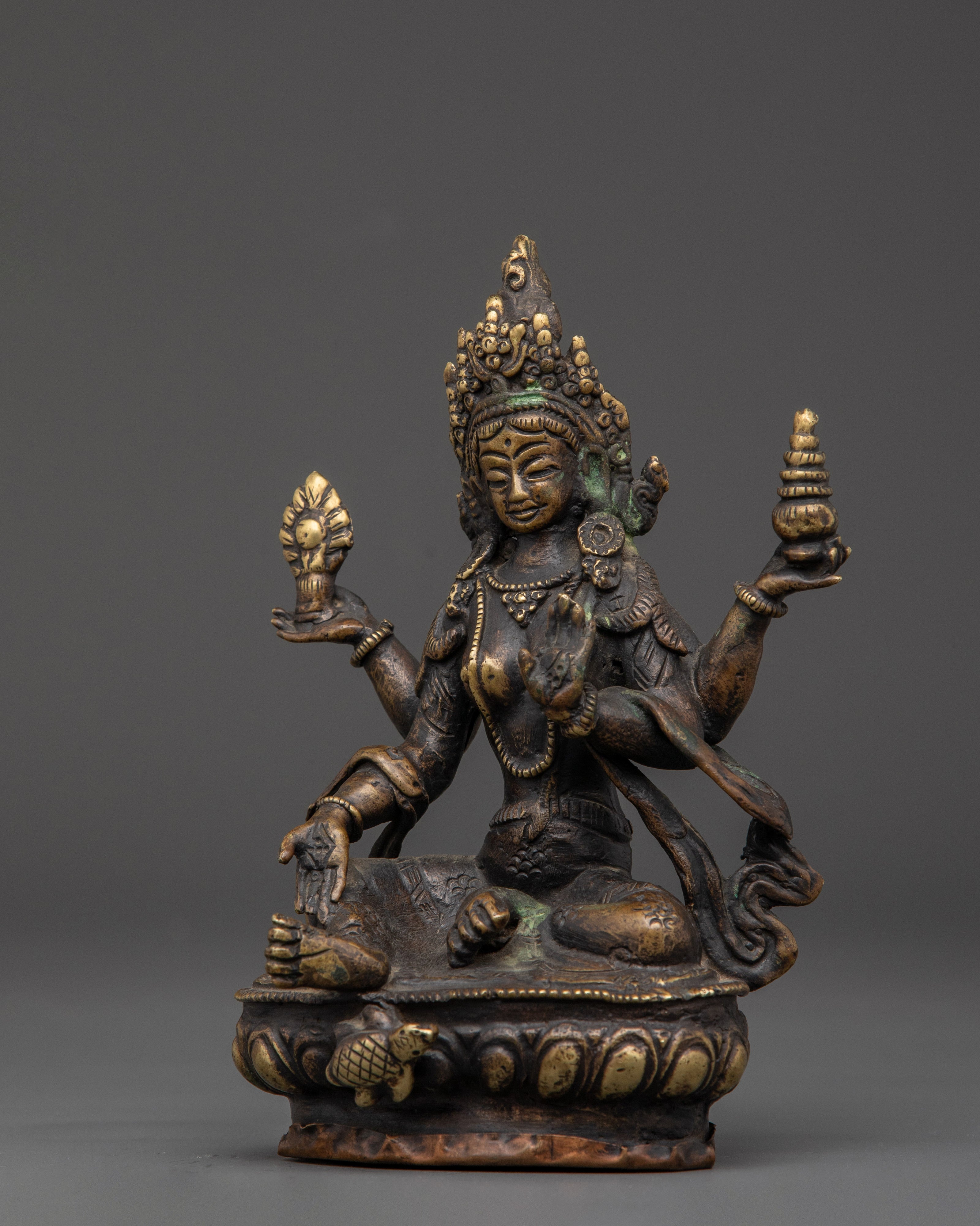 Brass Laxmi Goddess Statue | Hindu Deity for Wealth and Blessings
