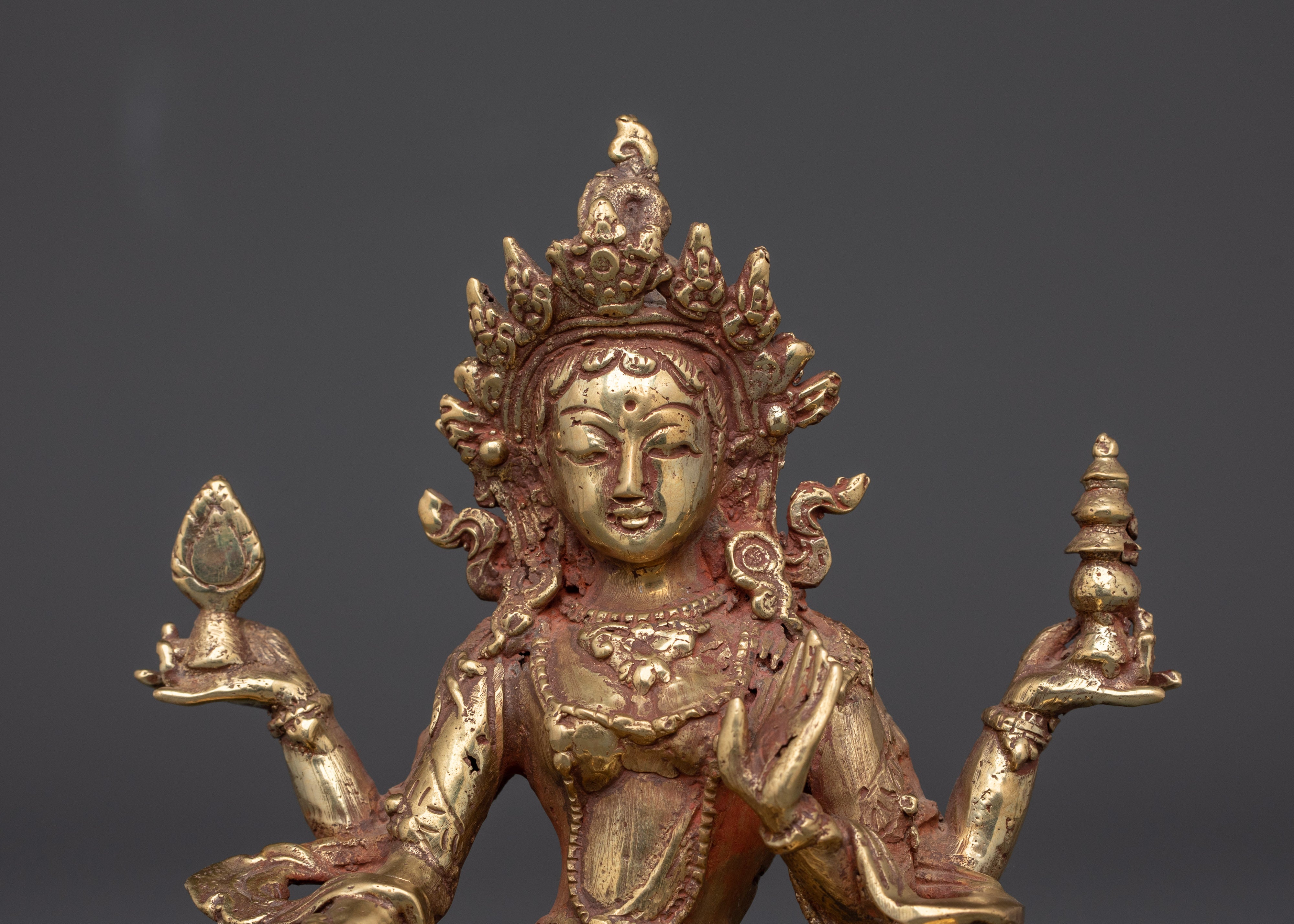 Handcrafted Laxmi Deity Figurine | Brass Hindu Goddess Statue for Prosperity