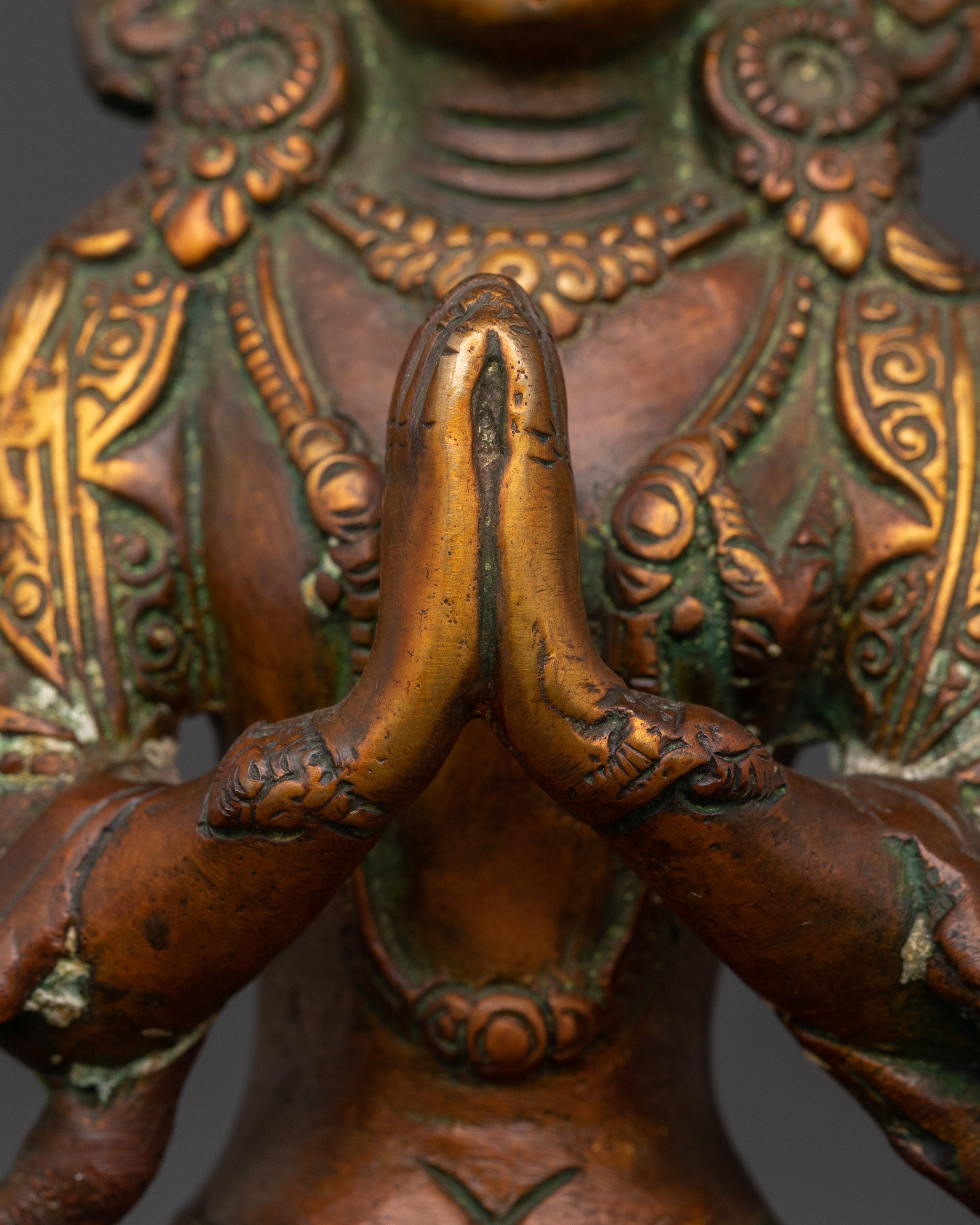 Chenrezig Handmade Statue | Brass & Oxidized Copper