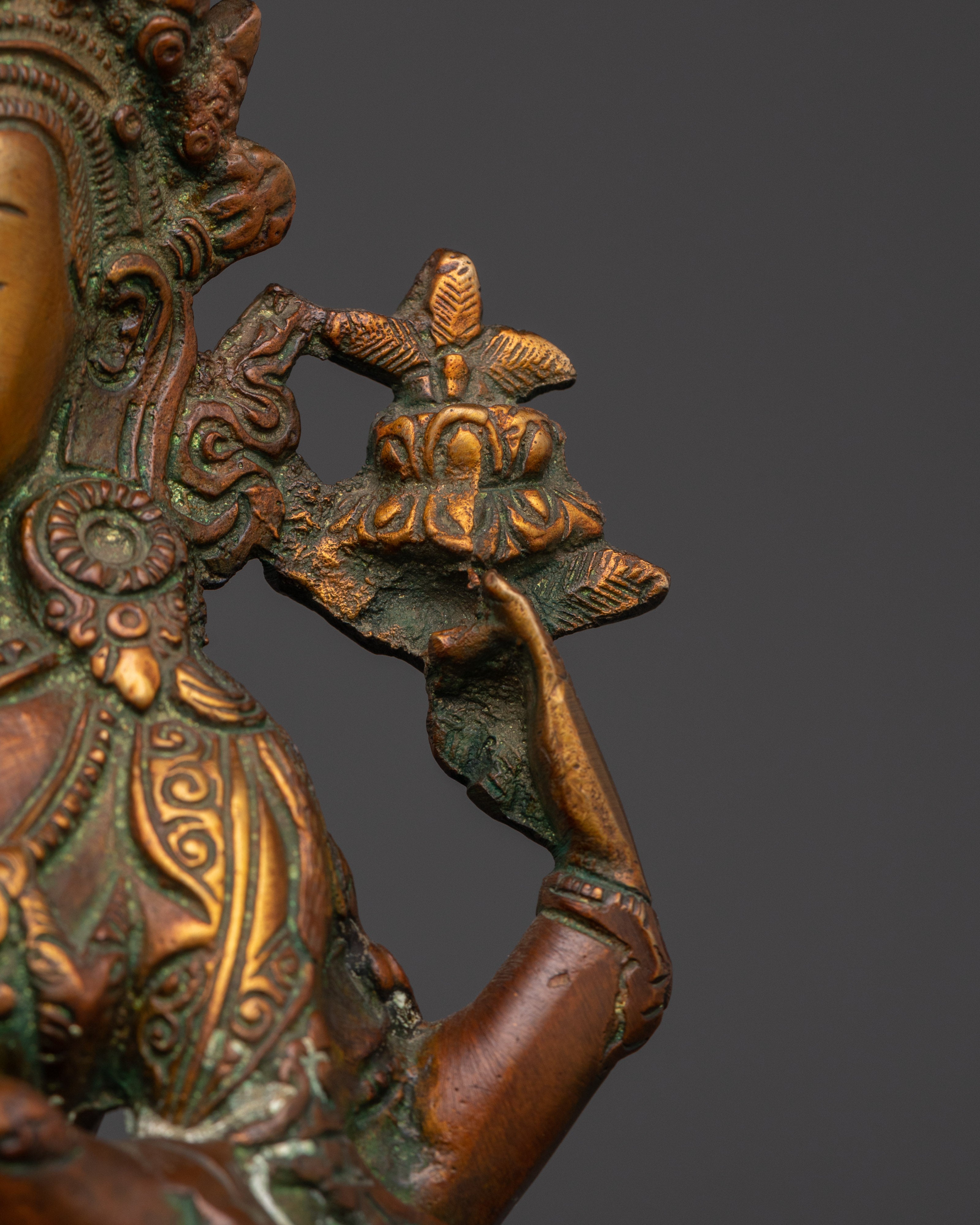 Chenrezig Handmade Statue | Brass & Oxidized Copper