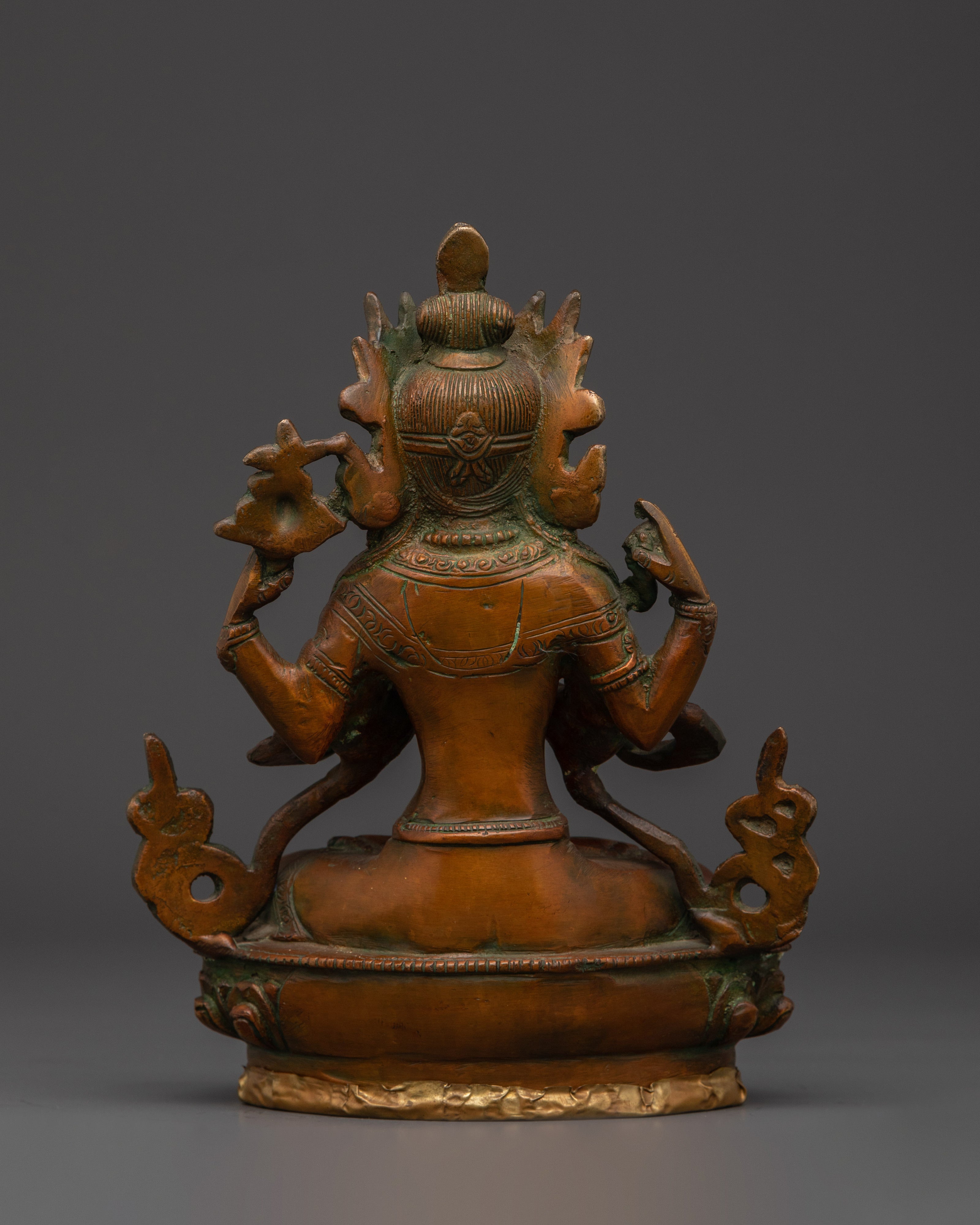 Chenrezig Handmade Statue | Brass & Oxidized Copper